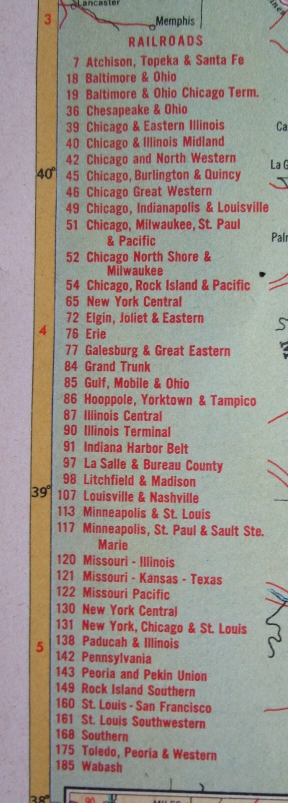 IL ID 1952 ILLINOIS RAILROAD Map. La SALLE & BUREAU CO RR, ERIE, WABASH or IDAHO
