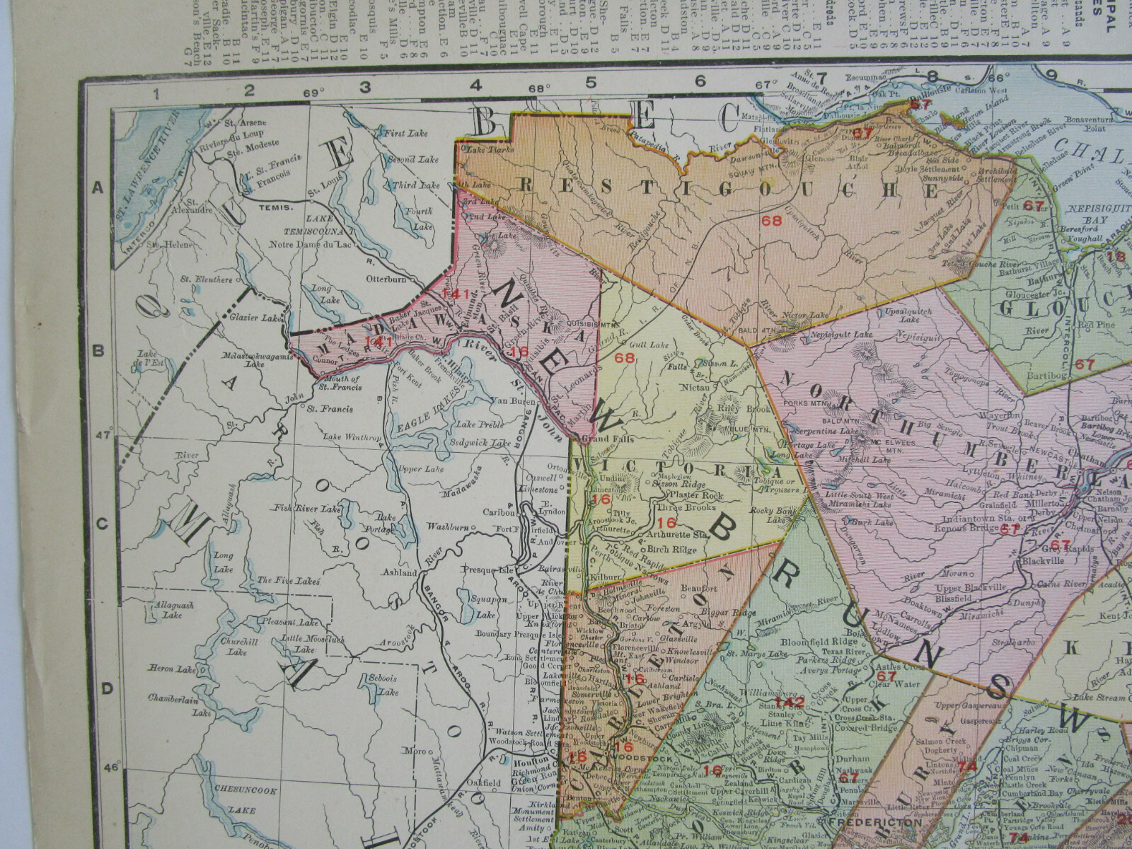 NEW BRUNSWICK NOVA SCOTIA & PRINCE EDWARD ISLAND CANADA 1911 DATED RAILROAD Map