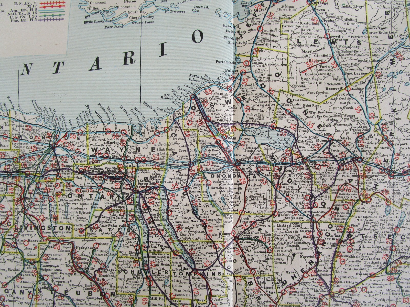 NY 1903 NEW YORK FULL STATE Cram RAILROAD Map. COOPERSTOWN & CHARLOTE VALLEY RR