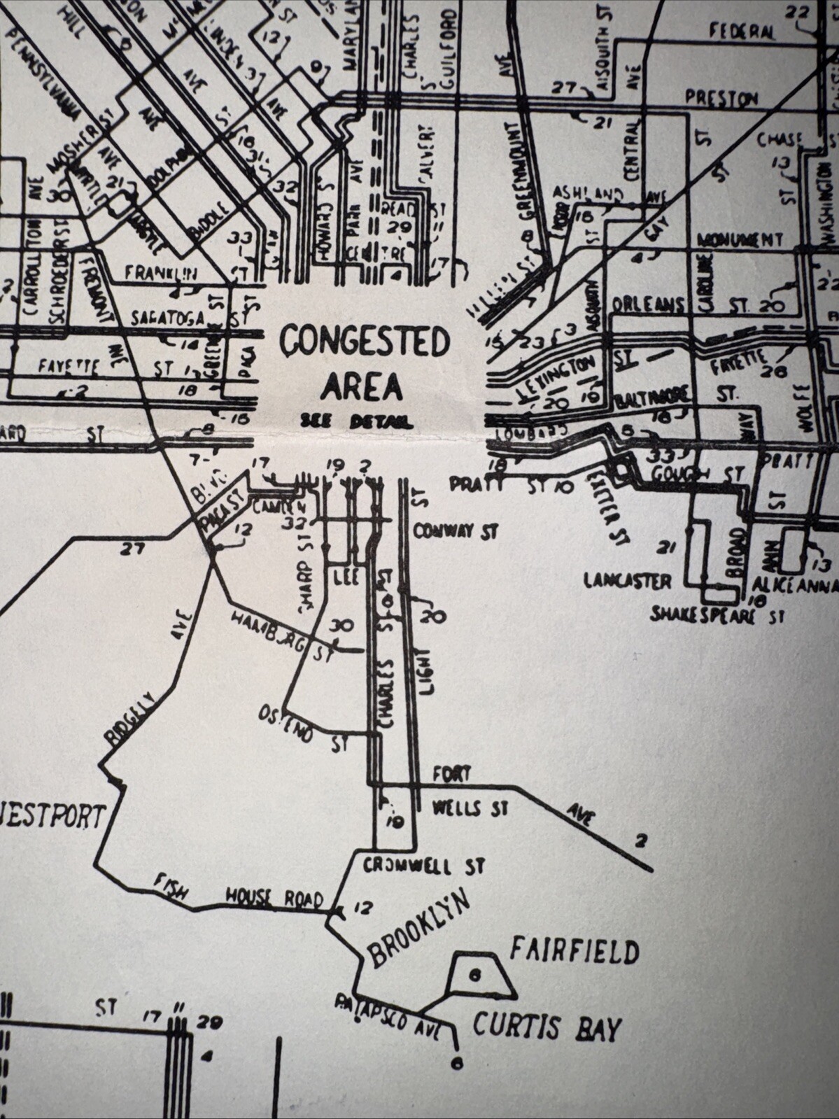 1958 BALTIMORE Survey Of Street Railway Routing &traffic In Baltimore MD