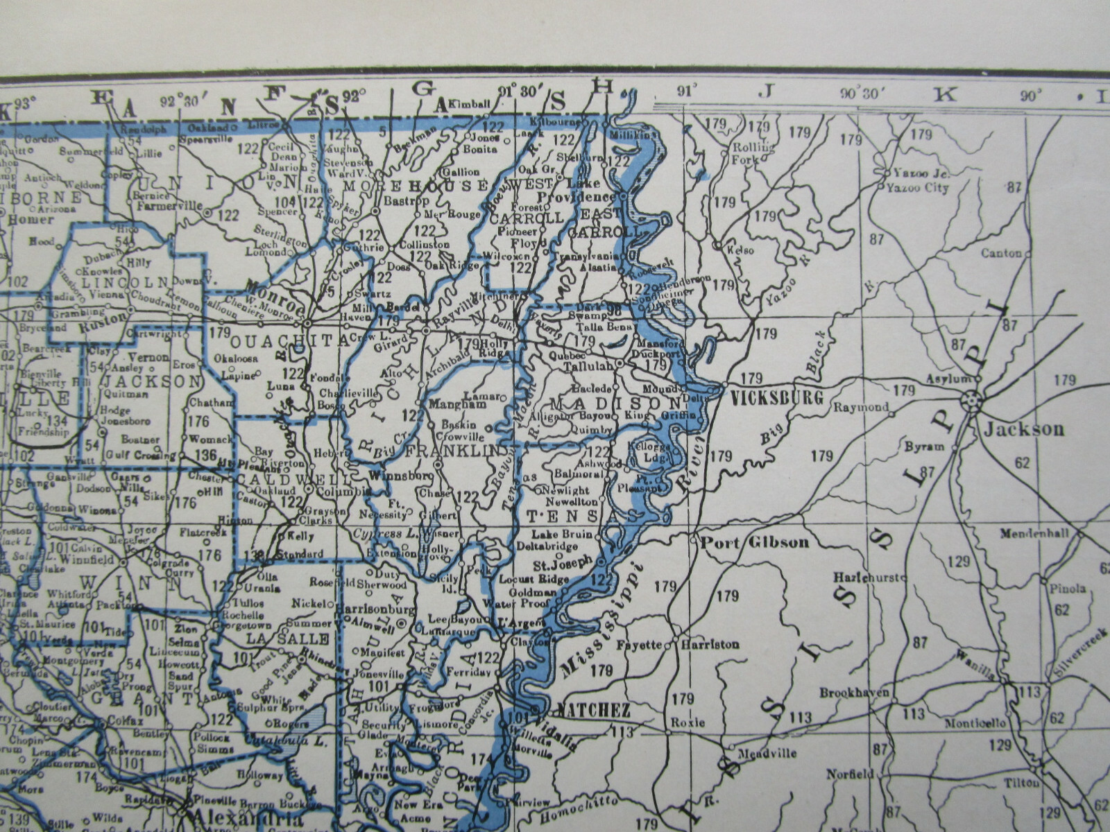 LA ME 1933 LOUISIANA RAILROAD Map GARYVILLE NORTHERN RR ~or~ MAINE. KNOX RR