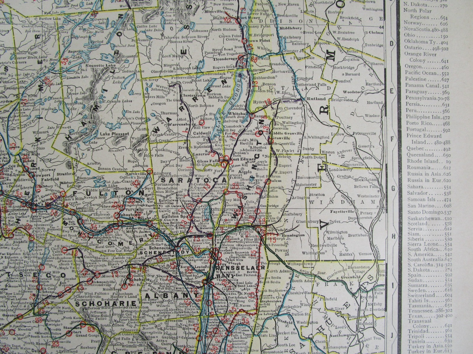 NY 1903 NEW YORK FULL STATE Cram RAILROAD Map. COOPERSTOWN & CHARLOTE VALLEY RR