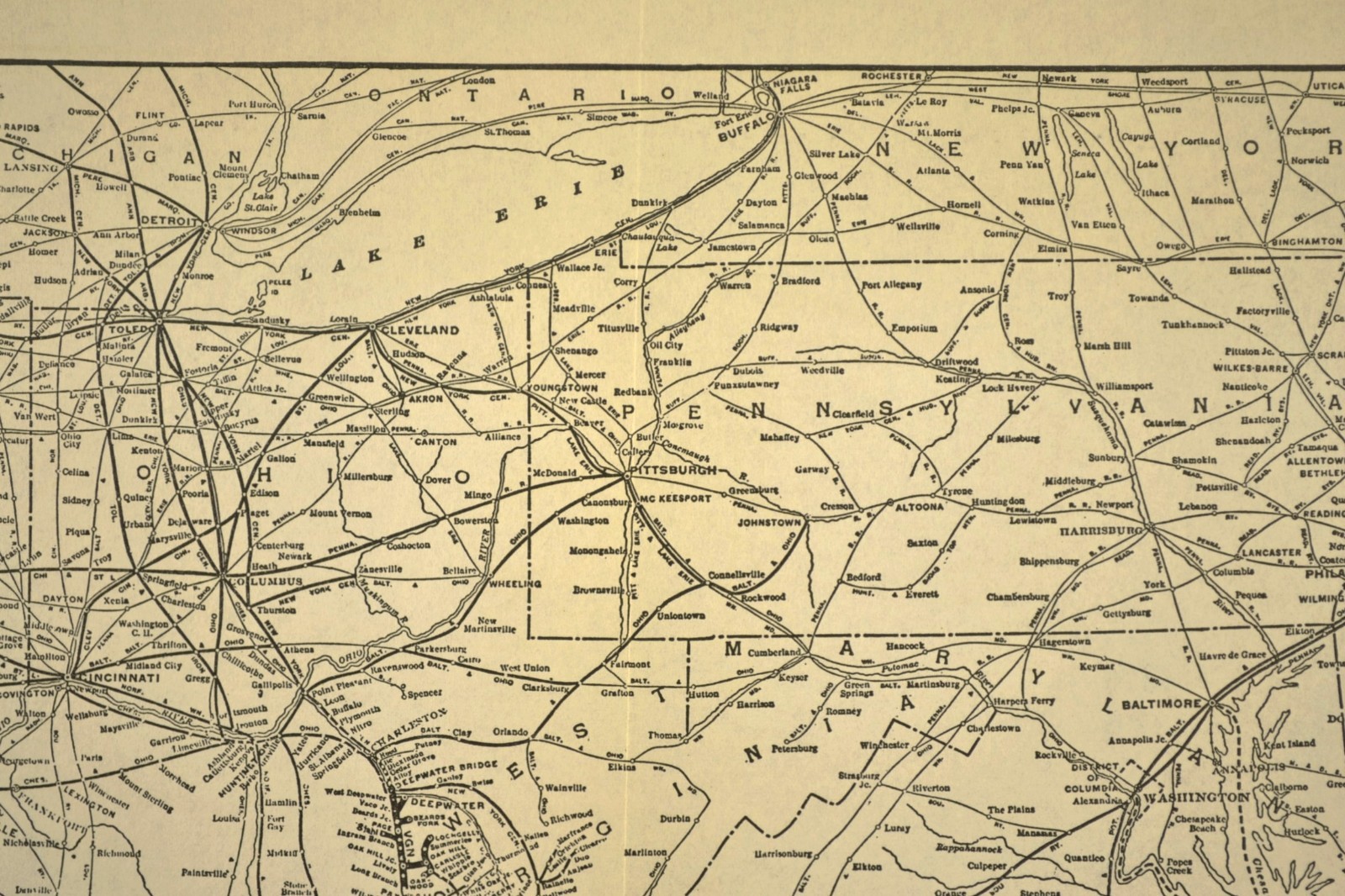Vintage VIRGINIAN RAILWAY Map Railroad Original Deepwater Norfolk Antique