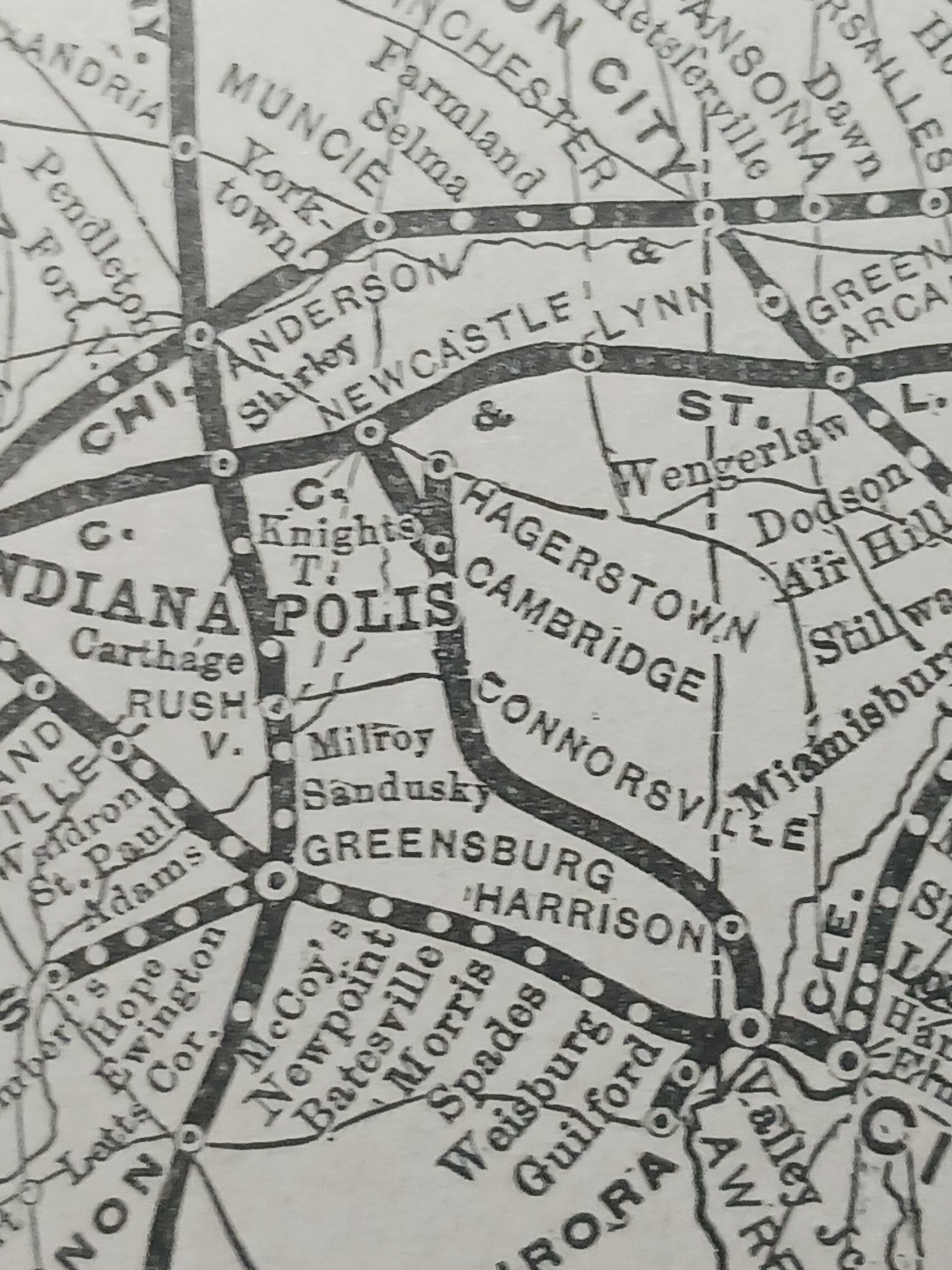 ~1895 Antique Railroad Map CLEVELAND CINCINNATI CHICAGO & ST LOUIS RAILWAY OH IL