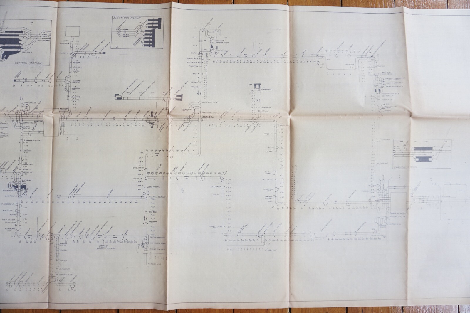 c1960s Preston Division Linen Track Route Plan Railway Map