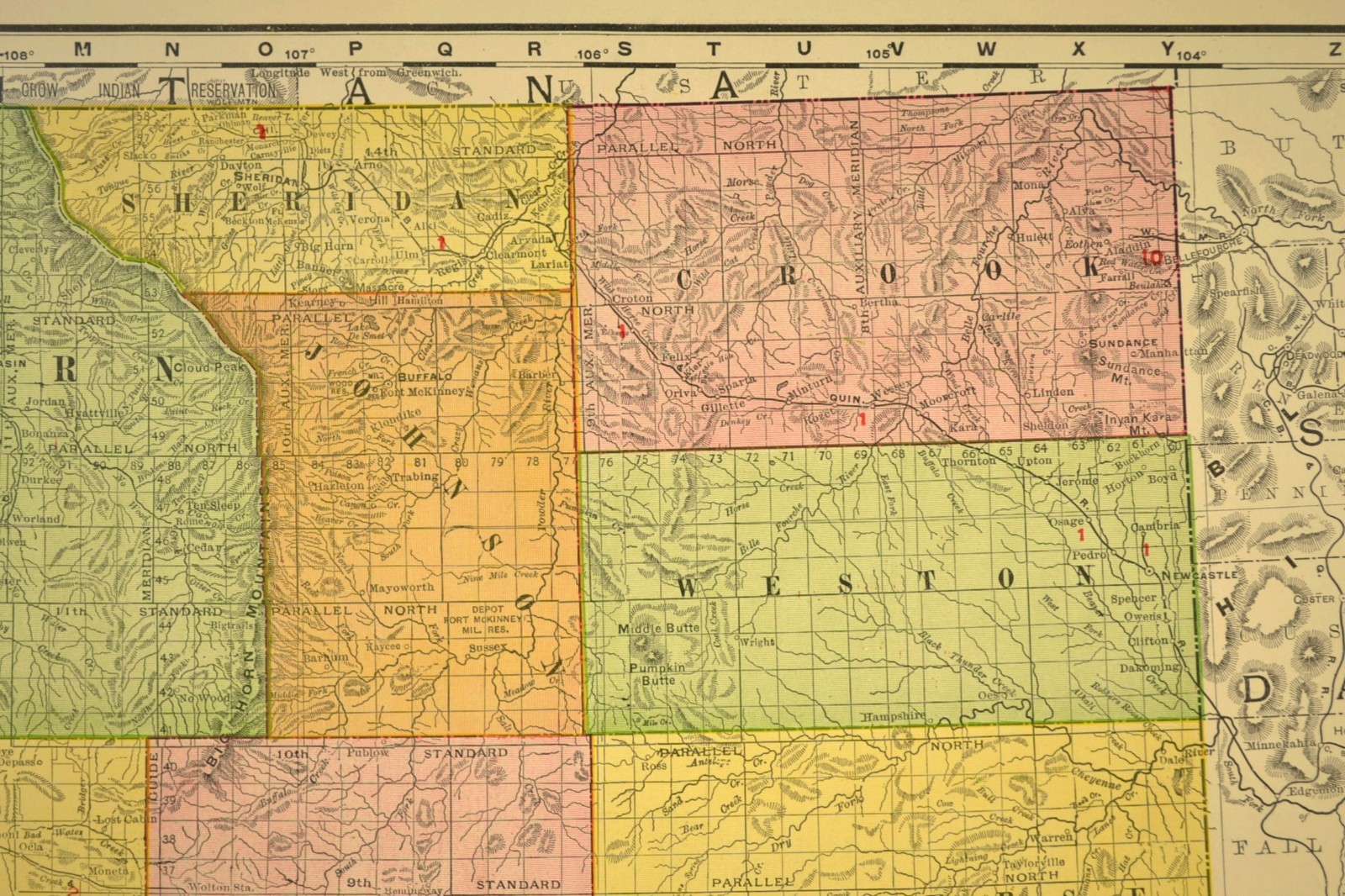 1907 Antique Wyoming Railroad Map Union Pacific Railroad Map Large Atlas DATED