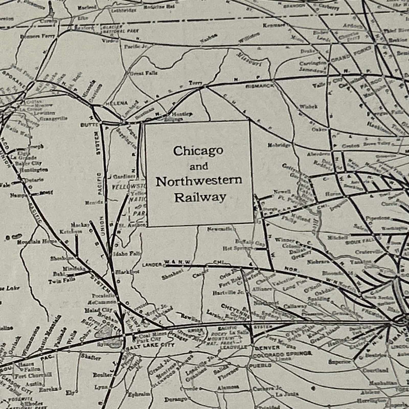 1917 Map Chicago Northwestern Chesapeake Ohio & Erie Railway Systems 15”x11”