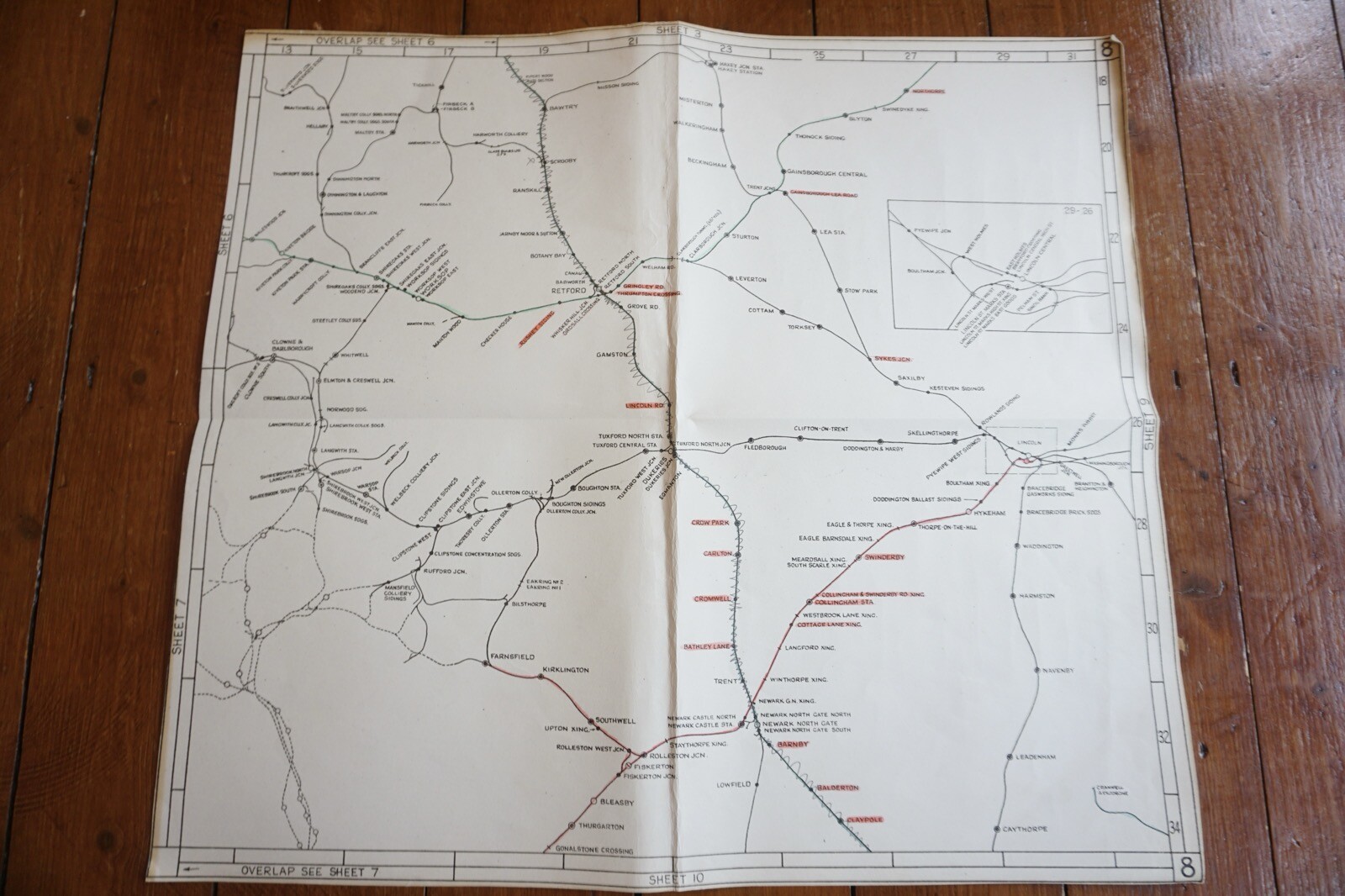 1951 Lincoln Retford Trent Eastern Reg British Rail Track Plan Railway Map