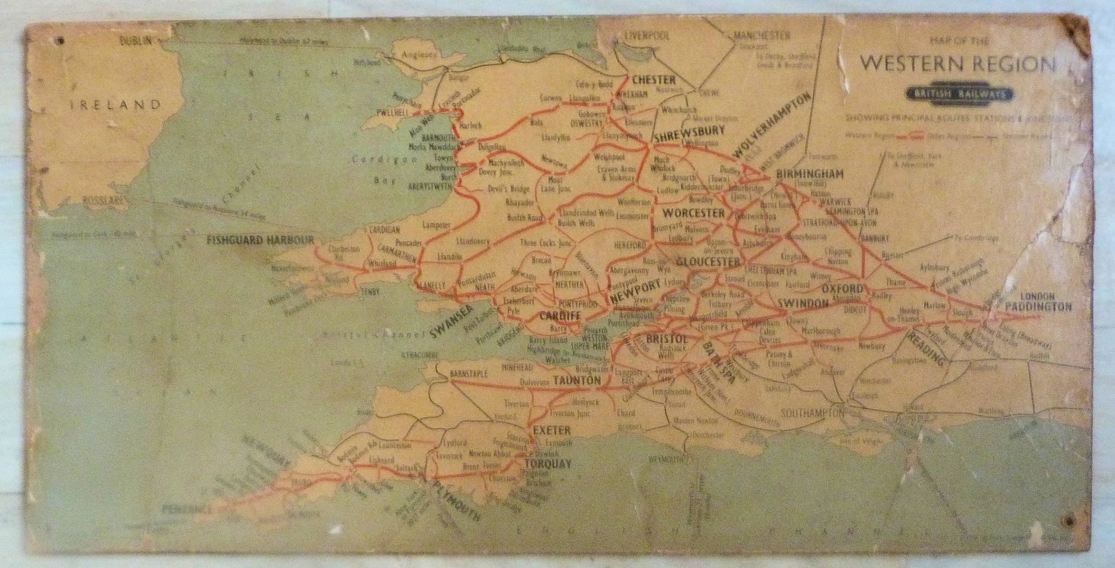 Raiway ephemera – B. R. Totem (stick-on) + Carriage Map of W.R. (on hardboard)