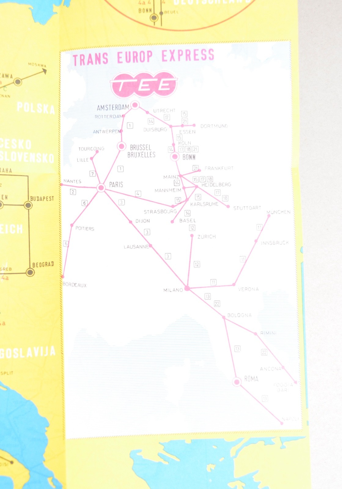 Railway Pocket Map TEE Trans Europ Express