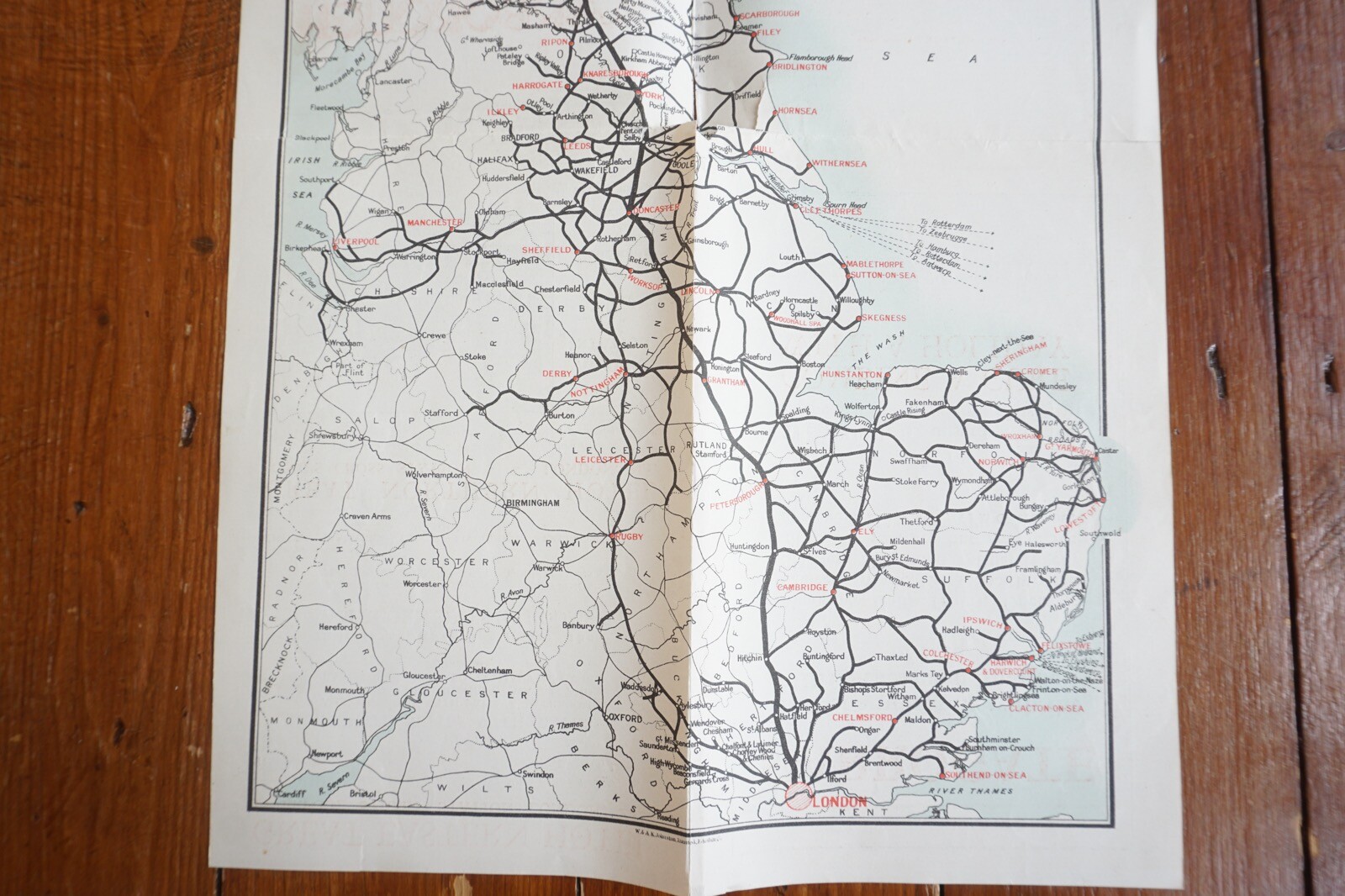 c1930 LNER Tourists Map of England & Scotland Railway Map x2