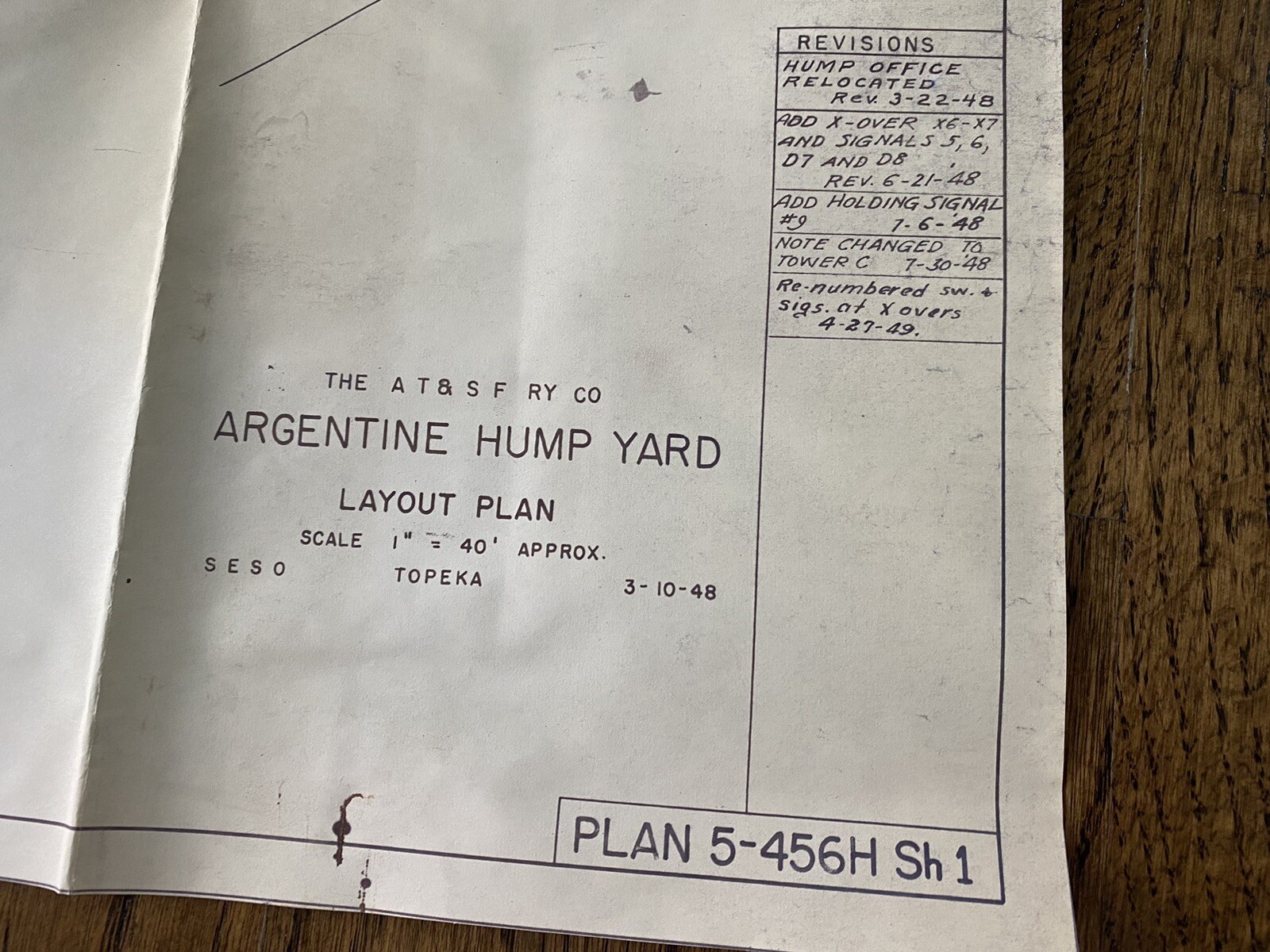 1940s/50s AT&SF Santa Fe Railway Argentine Kansas Railyard Railroad Map Lot RARE