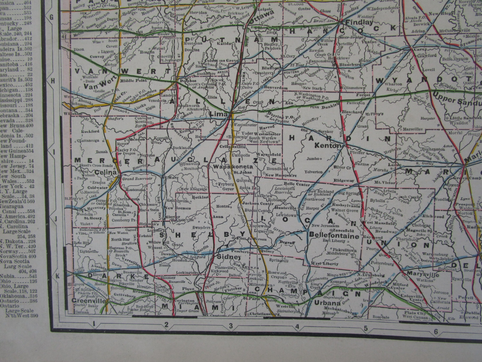 OH 1897 NORTHERN OHIO RAILROAD Map. Cram. MIILERSBURG, ASHLAND, & GREENWICH RR