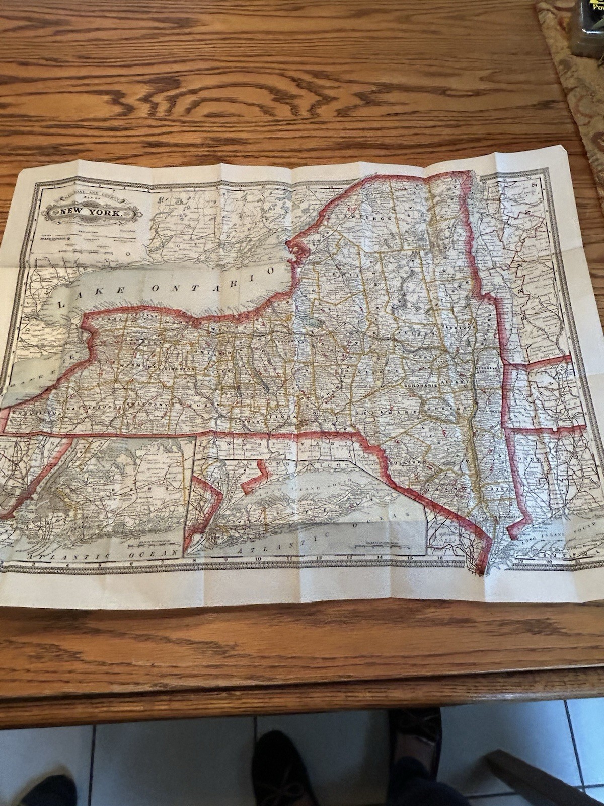 Indexed Railroad And County Map Of NY 60 Pages Geo Cram Pub. Mid 1850s Ex Con