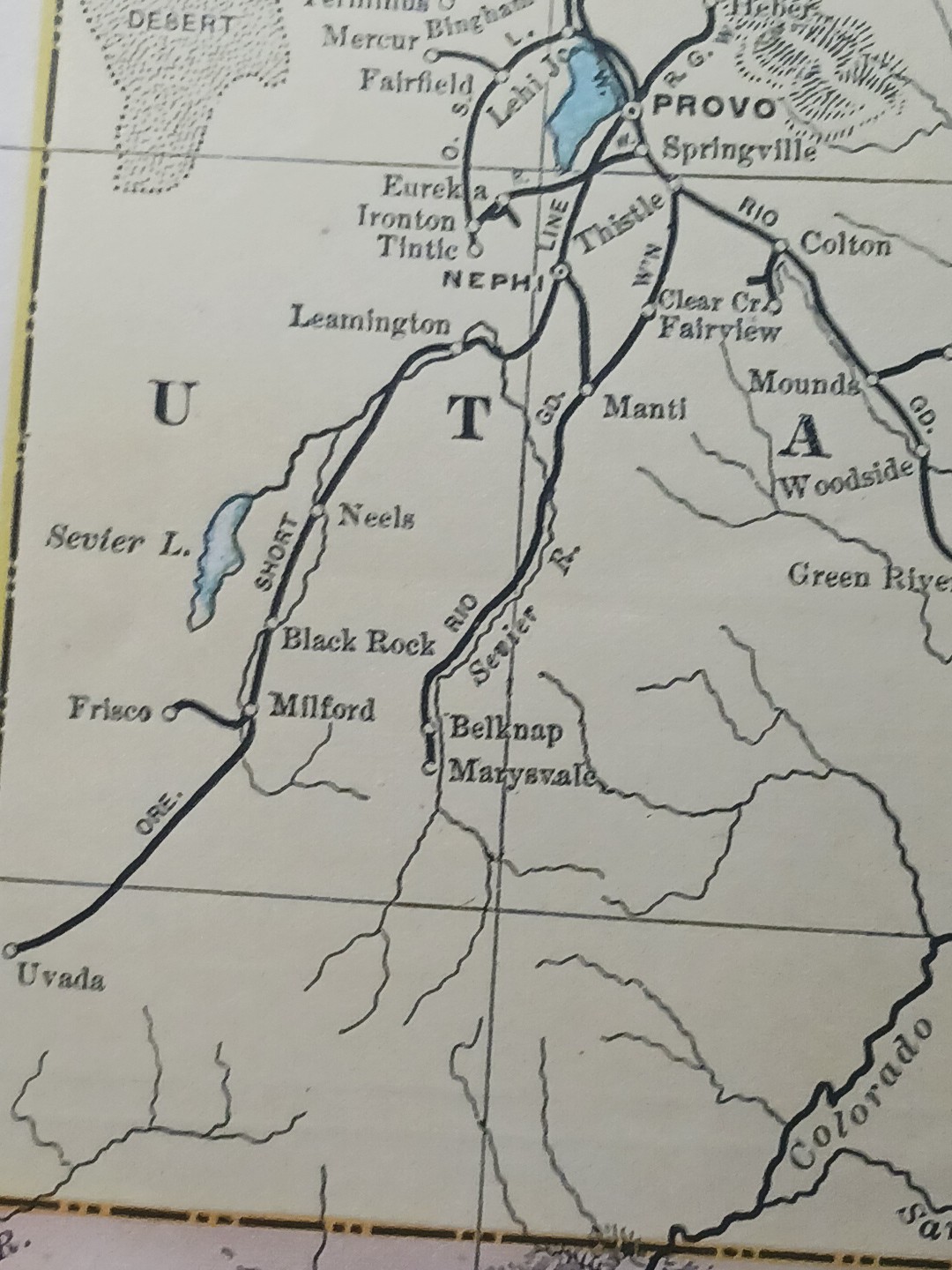 1901 Railroad Map Utah Colorado Arizona New Mexico all Train Route Lines 9×11″
