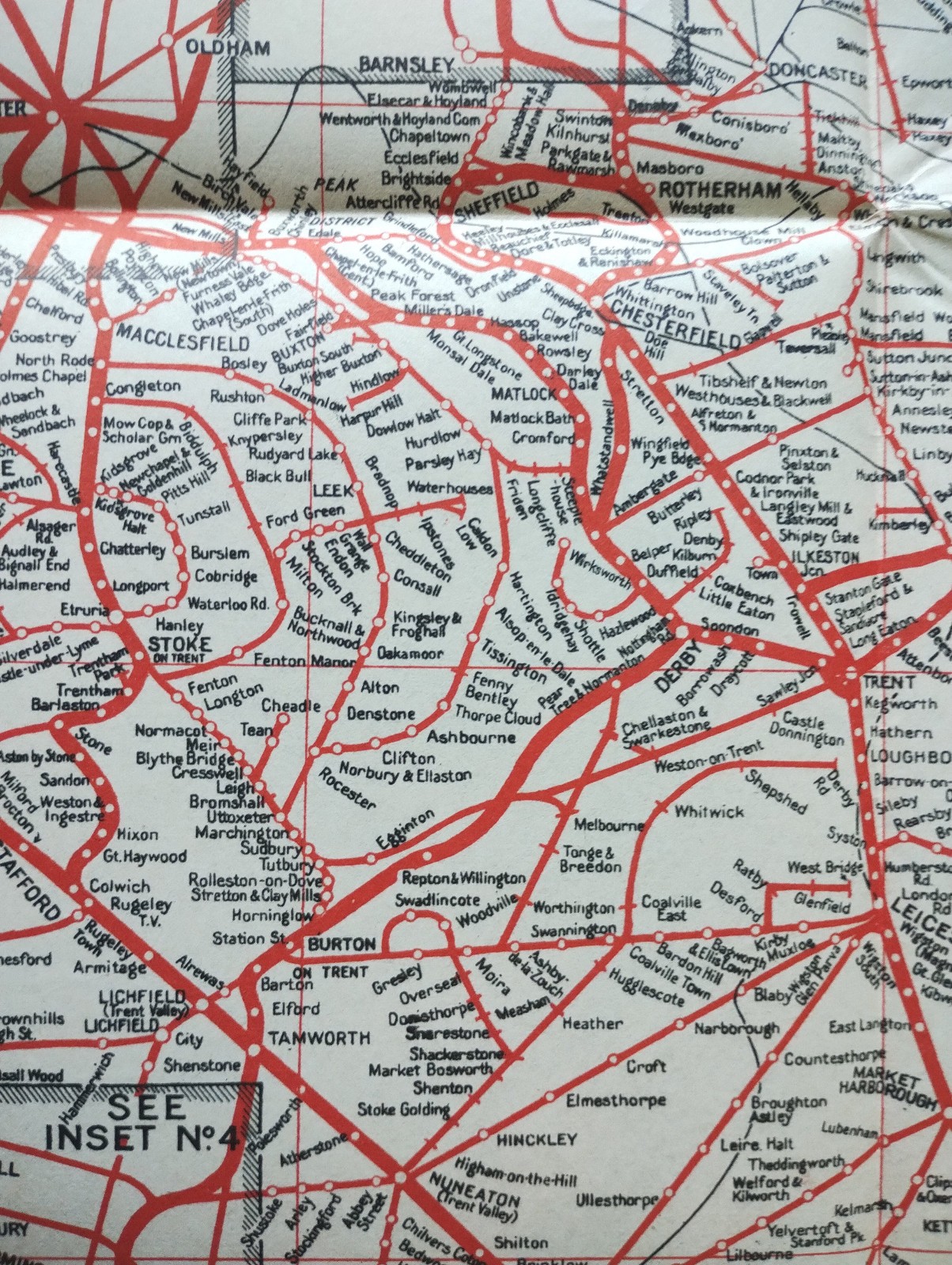 1939 London Midland and Scottish Railway Map showing Lines in England
