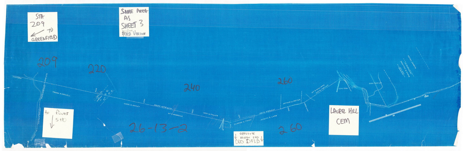 1905 Blueprints Street Railway Pole Line Deerfield, Whately Hadley Mass eb-252