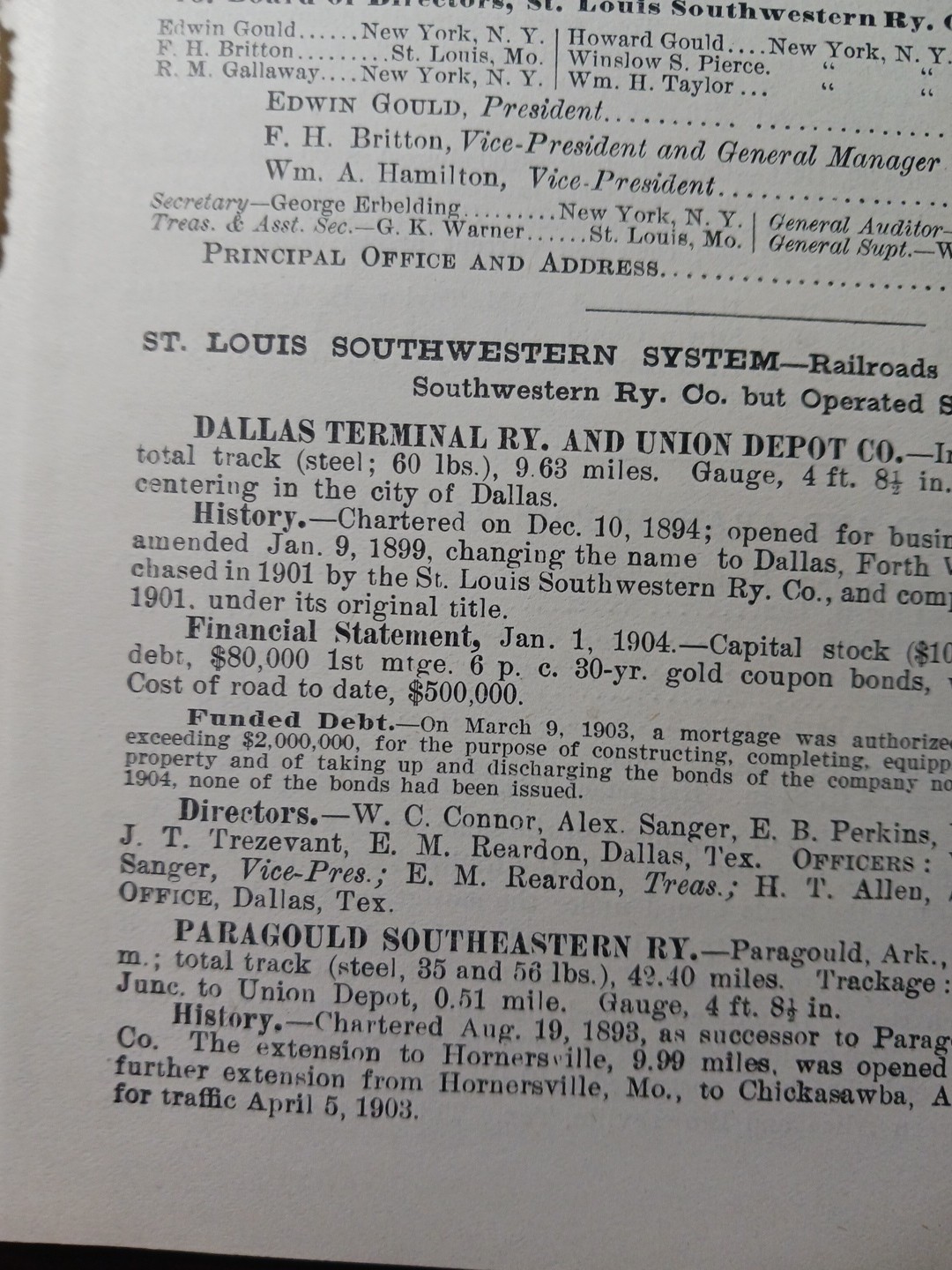 ~1904 ST LOUIS SOUTHWESTERN RAILWAY vintage Railroad Map + Report All Routes