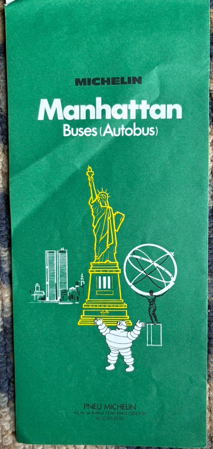 Manhattan New York City Subway And Route Bus Map by Michelin 1985