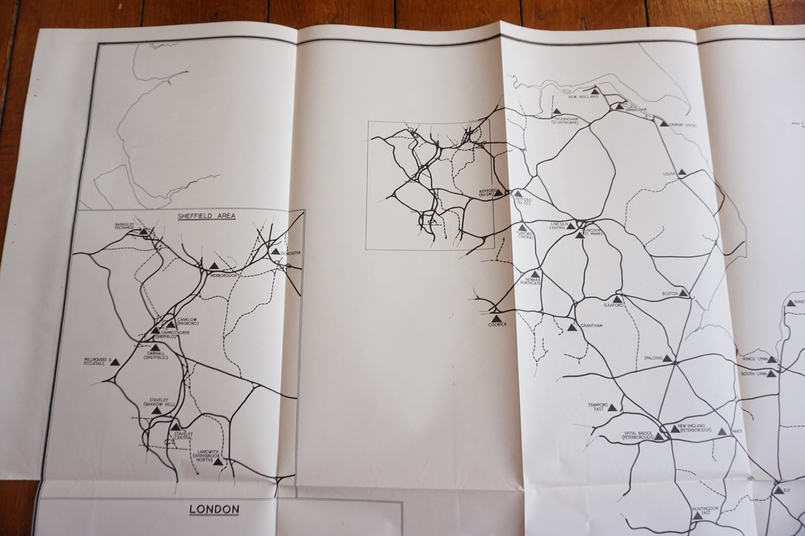 1958 Steam Motive Power Depots Open at 1954 Eastern Region Railway Map