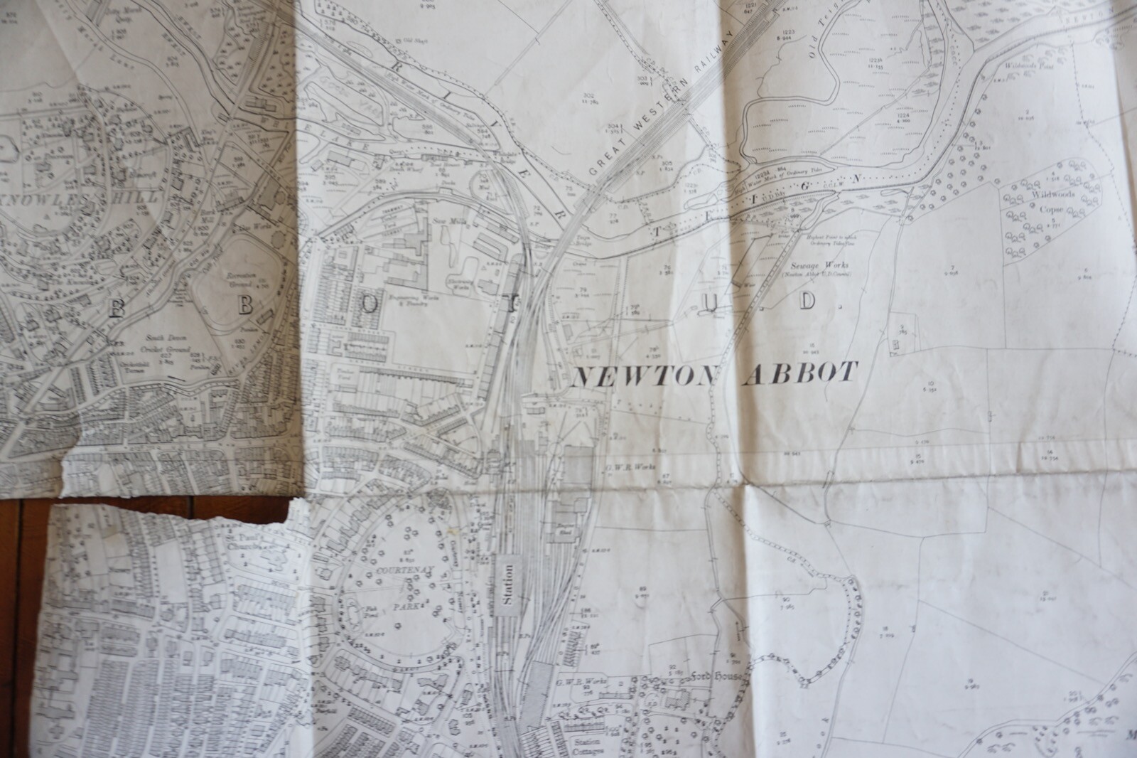 1905 Newton Abbot Torquay Branch Knowles Hill GWR Railway OS Railway Map