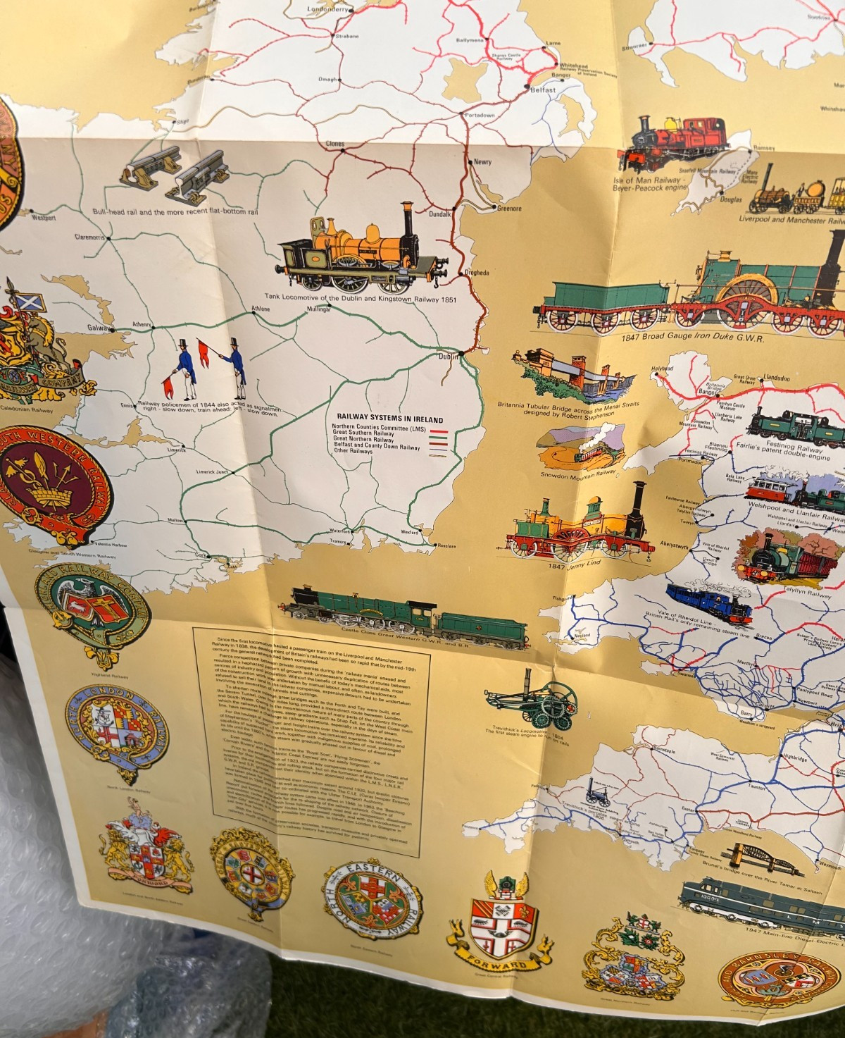 Railway History Map of Britain Bartholomew Osram GEC Promo Large fold out