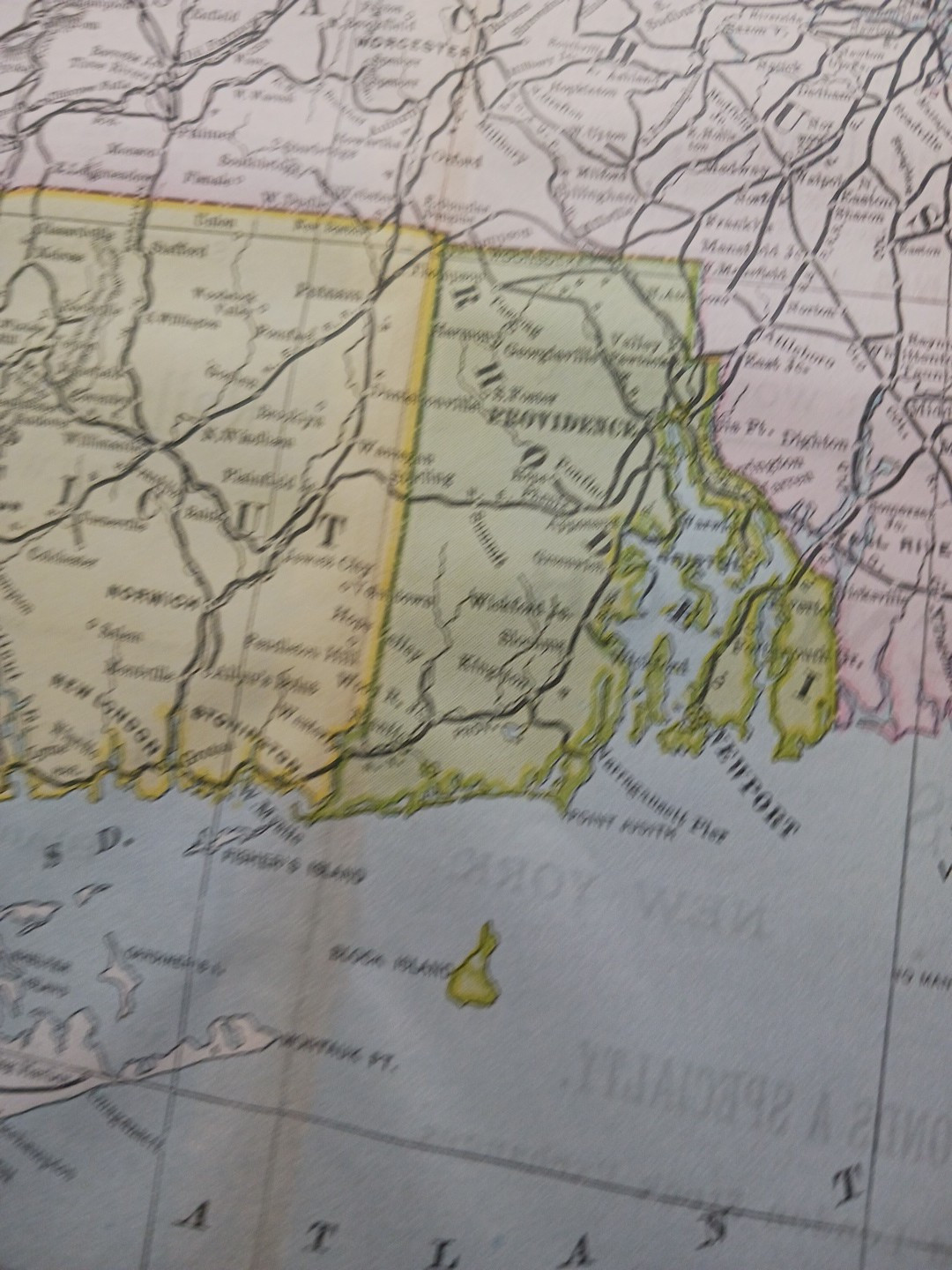 ~ 1897 Train Route Map MASSACHUSETTS Connecticut☆ all Railroad Lines Marked 9×11