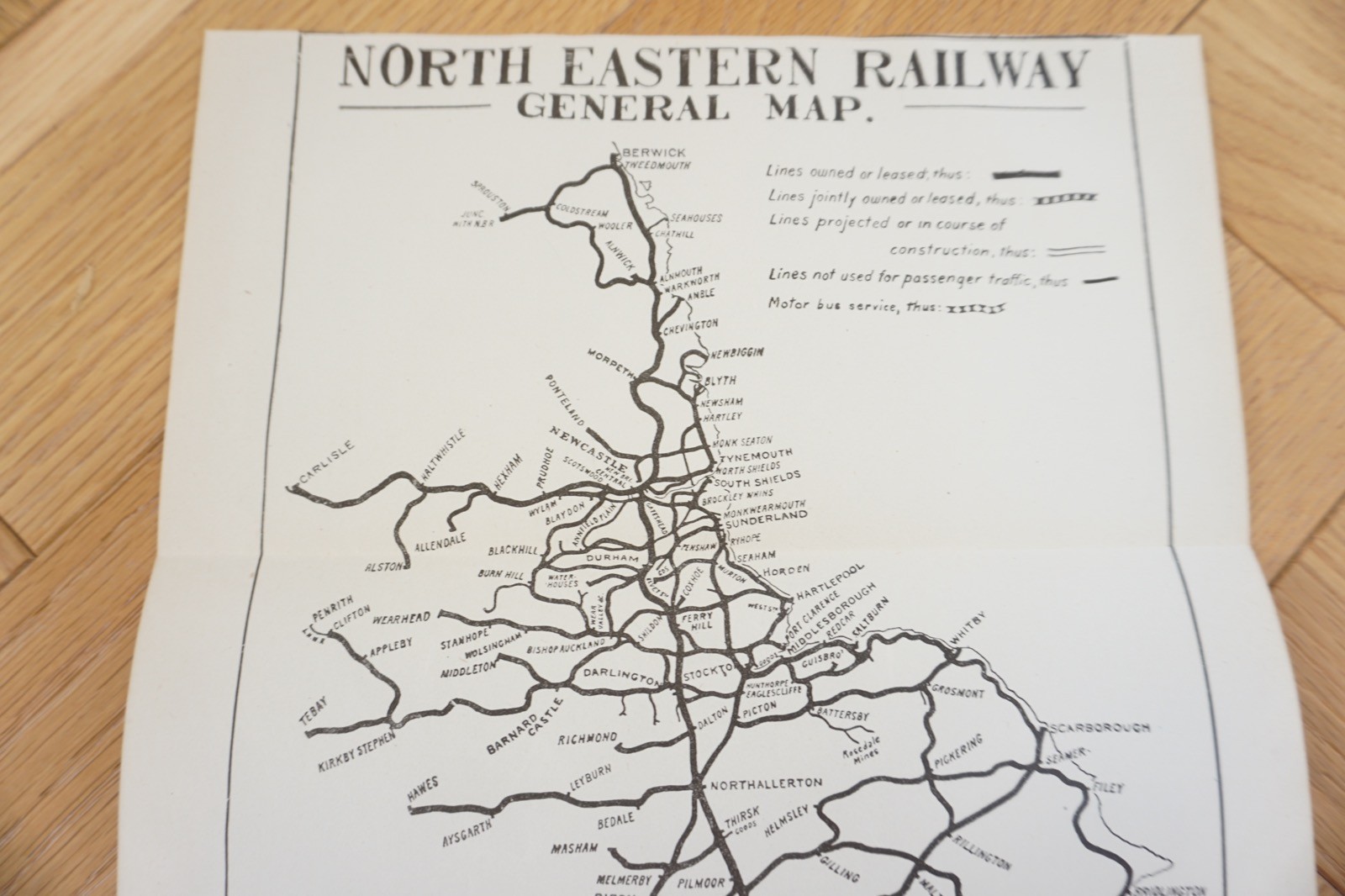 1922 North Eastern Railway Original Railway Map NER