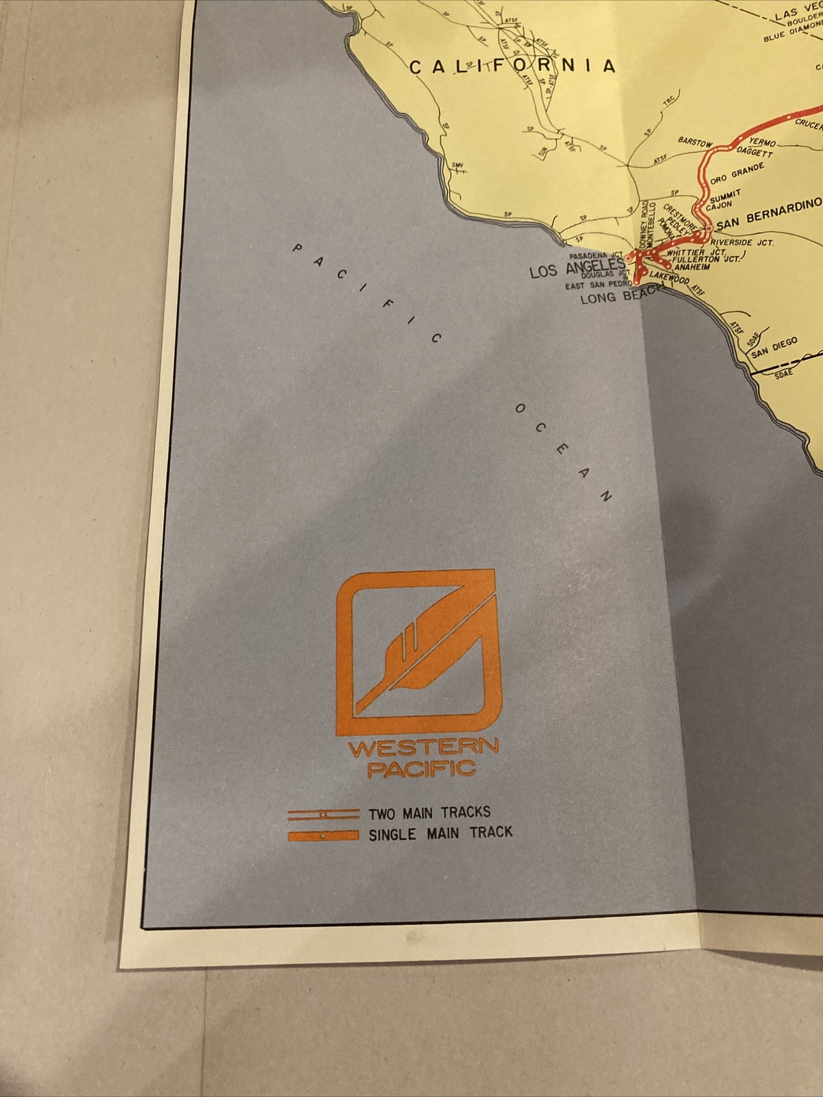 1984 Union Pacific Missouri Pacific Western Pacific Railroad Map