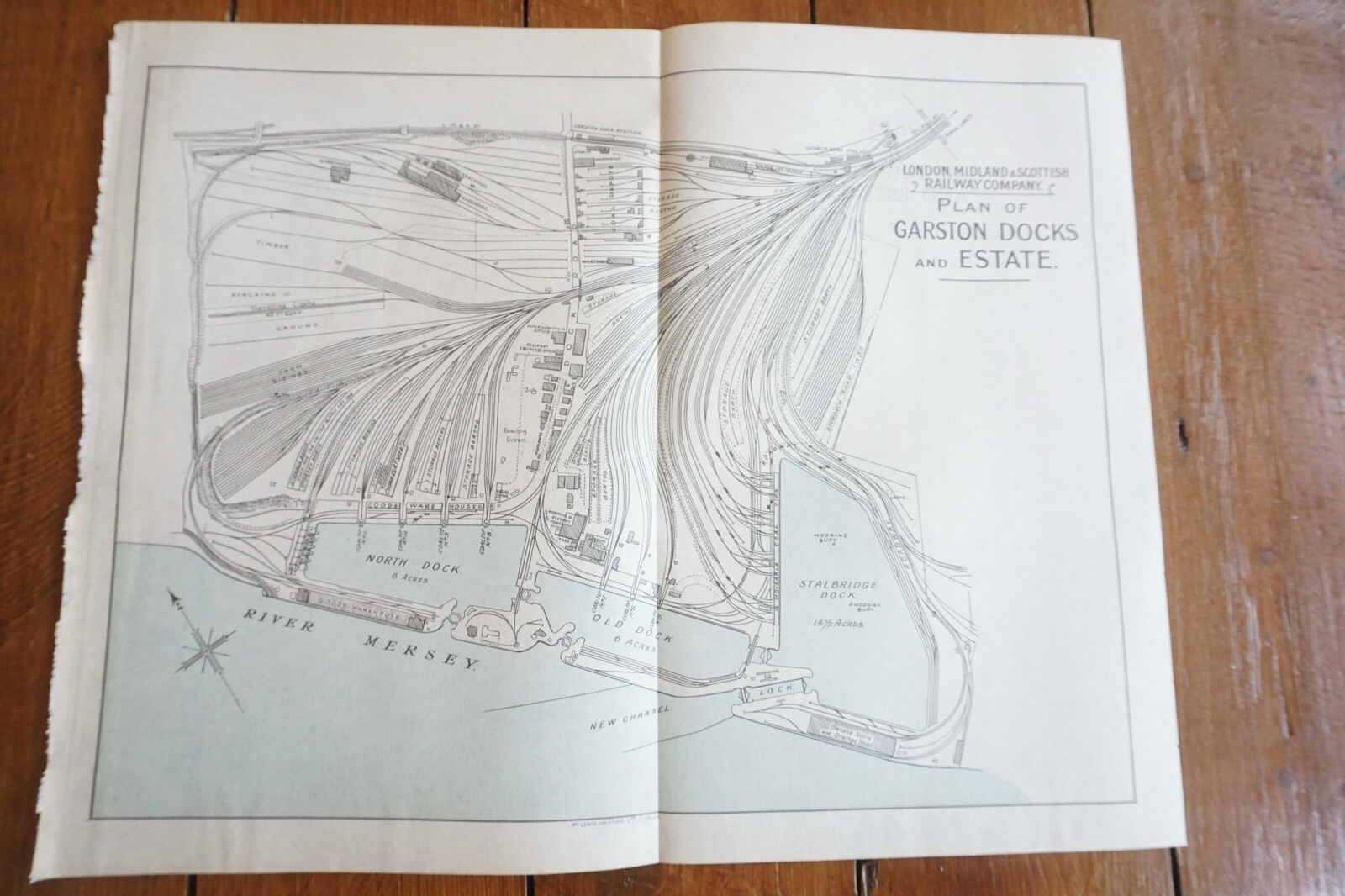 1930s Garston Docks LMS Port Railway Map