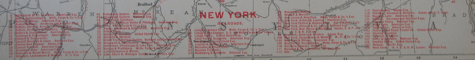 NY 1910 WESTERN NEW YORK RAILROAD Map KANONA & PRATTSBURG RR; NAPIERVILLE JCT RR
