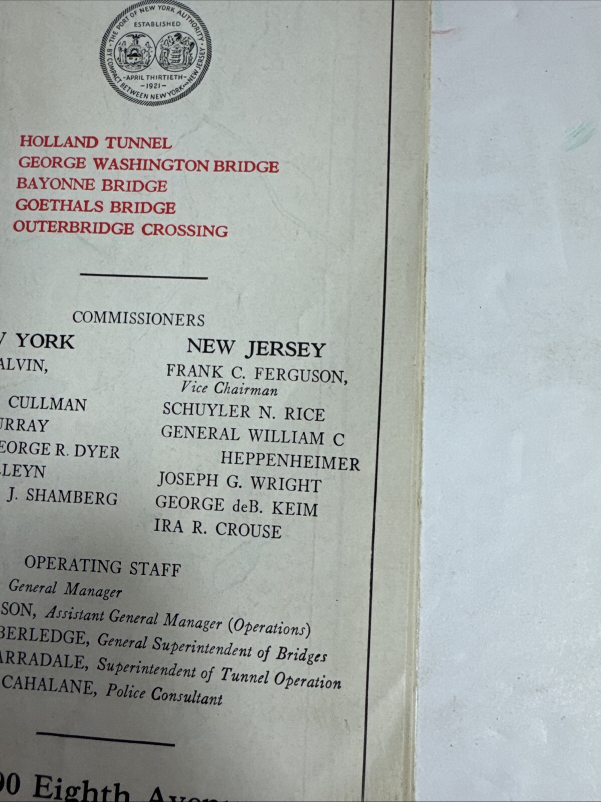 RARE 1938 New York City Map NYC Road Highway Bridge Tunnel PORT AUTHORITY