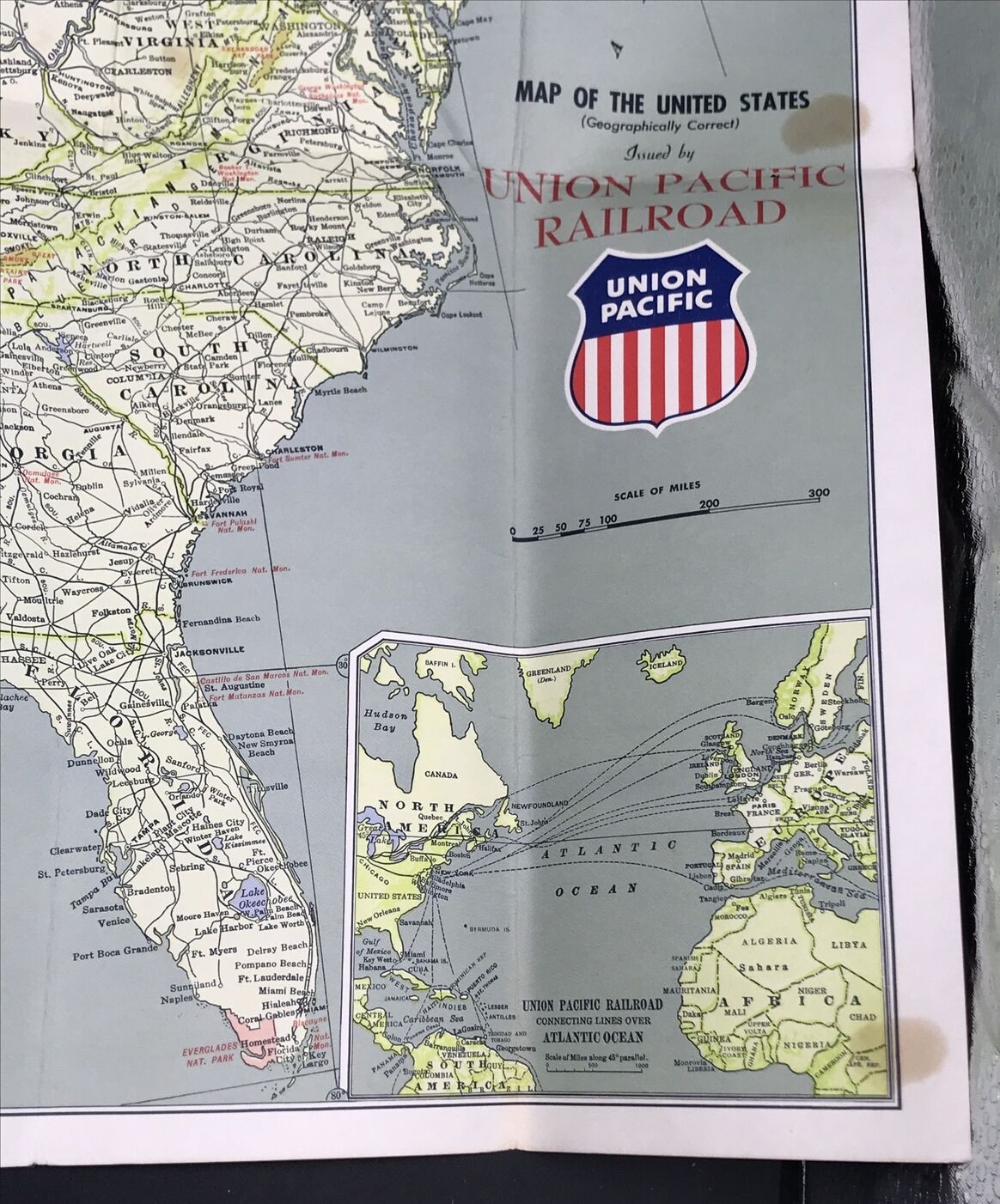 Vintage 1971 Union Pacific Railroad UP Folding Map of USA