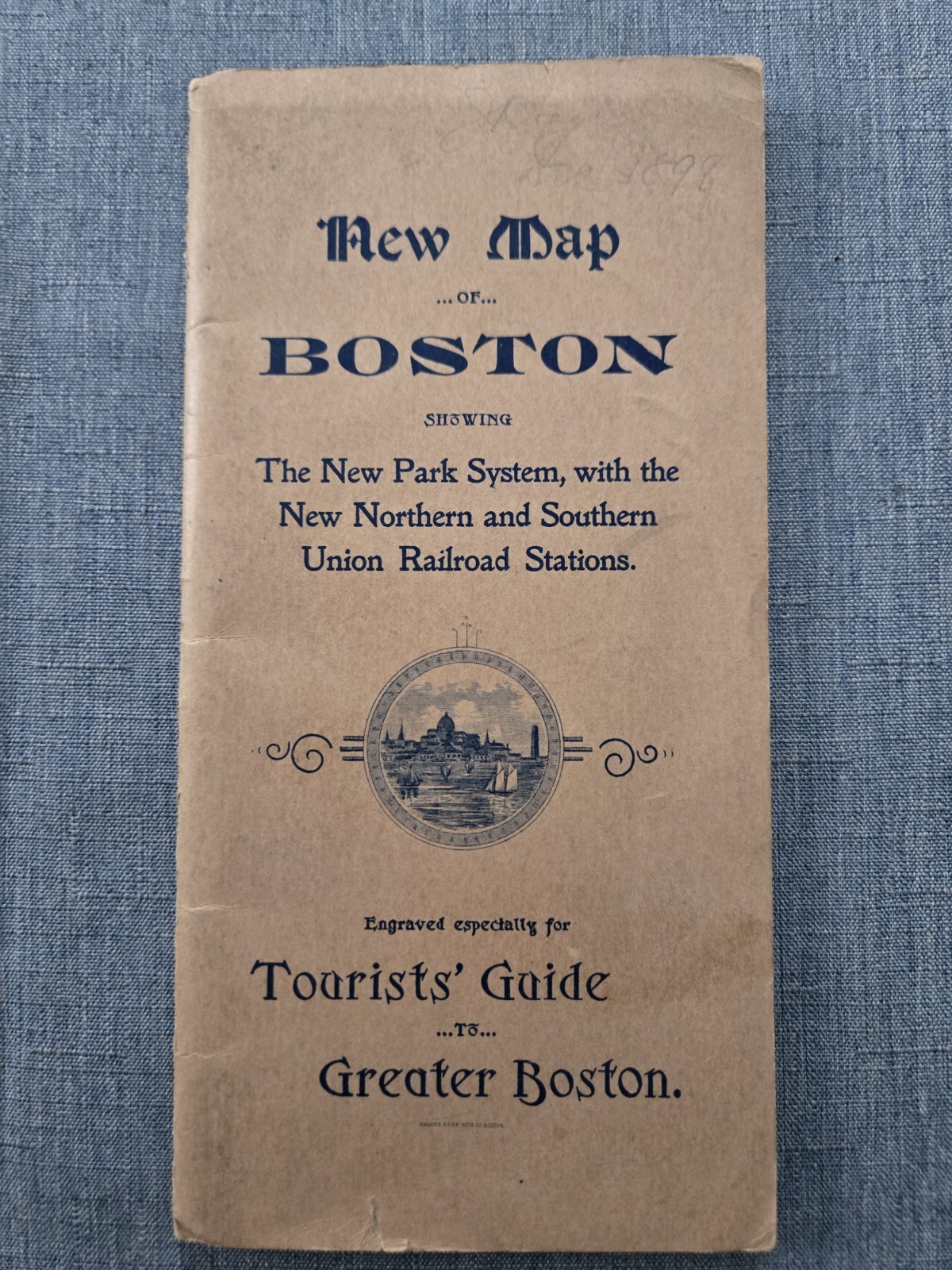 New Map of Boston 1897 Park System Northern Southern Union Railroad Stations