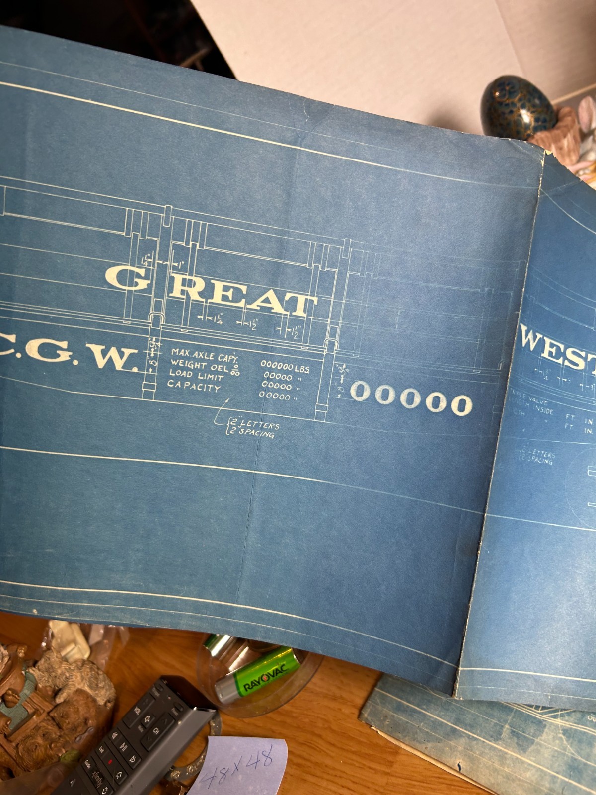CHICAGO GREAT WESTERN RAILROAD LOCOMOTIVE LETTERING ORIG 1910 BLUEPRINT DATA