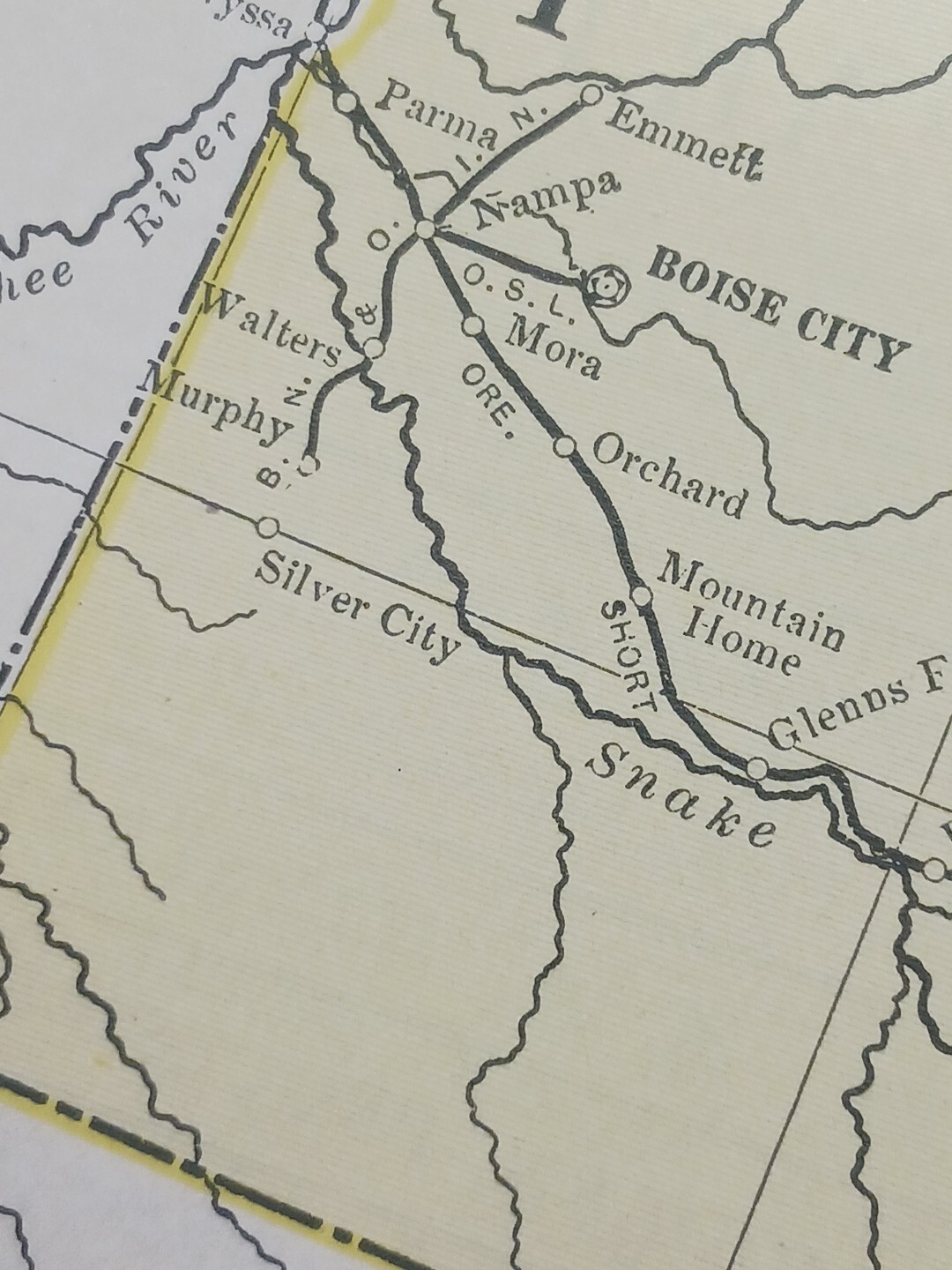 1904 dated Railroad Map MONTANA IDAHO WYOMING All Lines & Train Routes 11″x9″