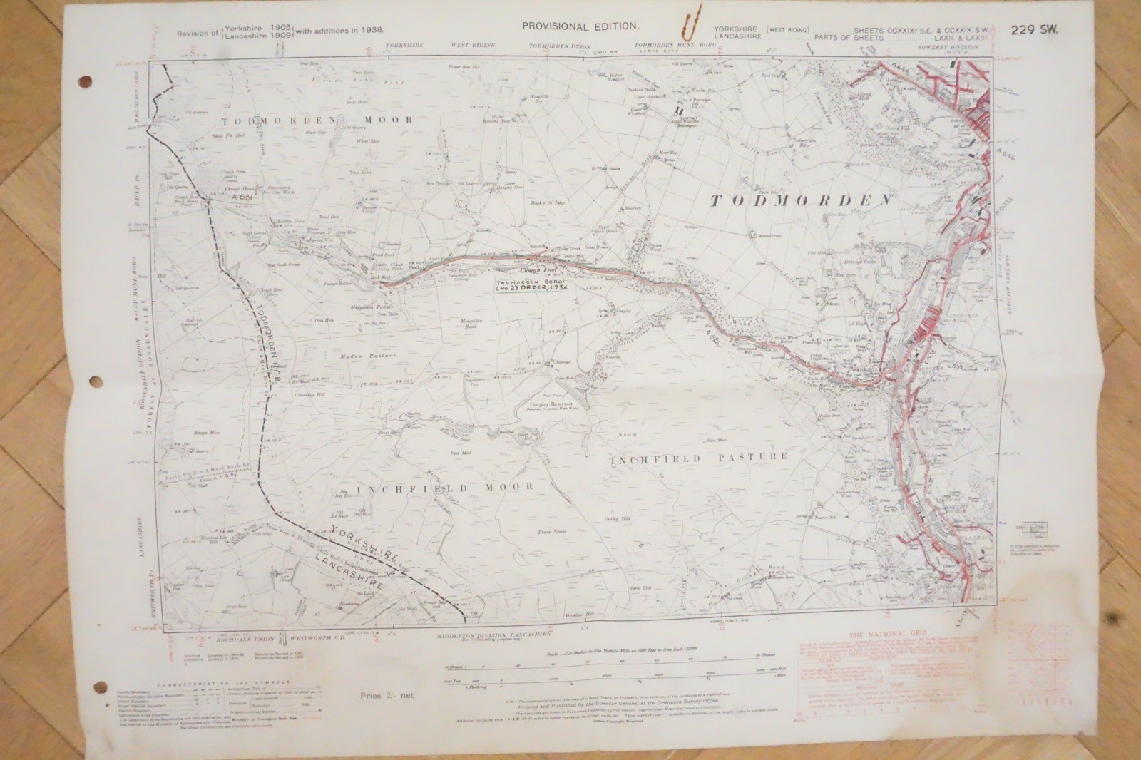 1938 Errington Eastwood Blackshaw Yorkshire LMS Railway OS Linen Map Ref 53 *