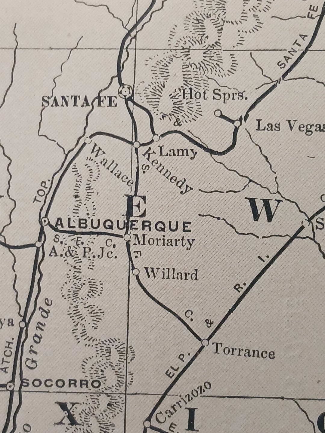 ~1906 Train Route Map COLORADO Utah ARIZONA New Mexico all Railroad Lines 11×9″