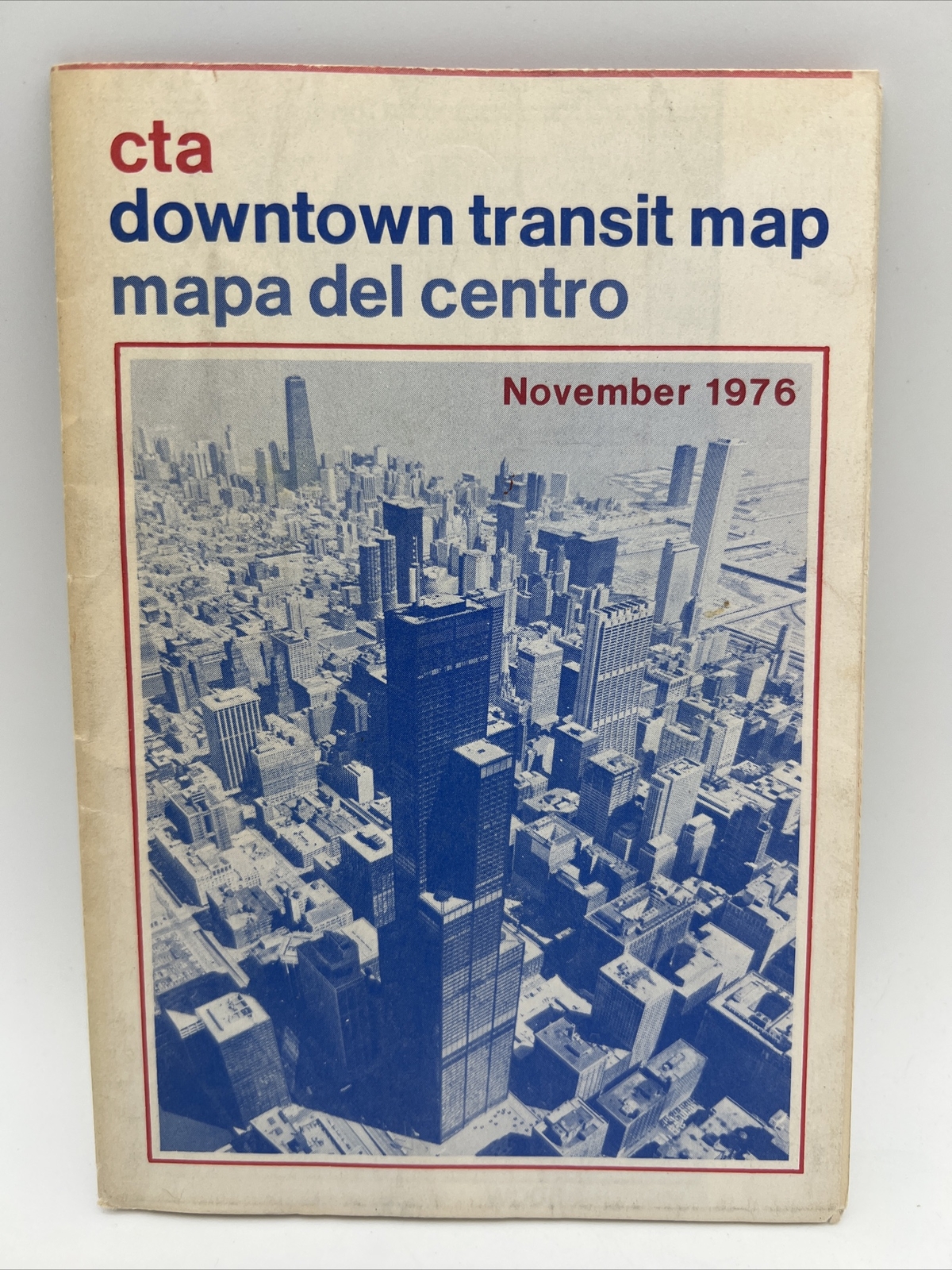 1976 CHICAGO TRANSIT AUTHORITY CTA DOWNTOWN TRANSIT MAP Bus L Subway NOVEMBER