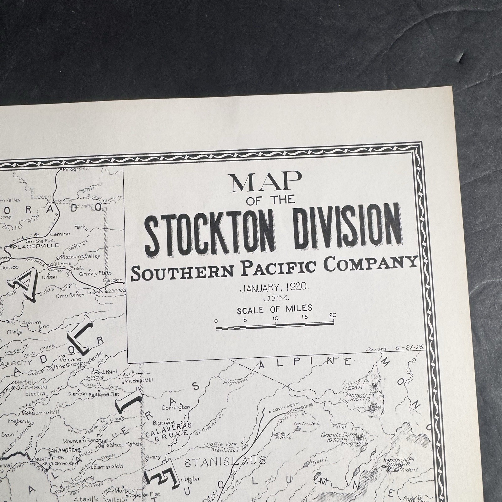 Vtg Southern Pacific Railroad Double Sided Map Western & Stockton Div Map 5 & 6