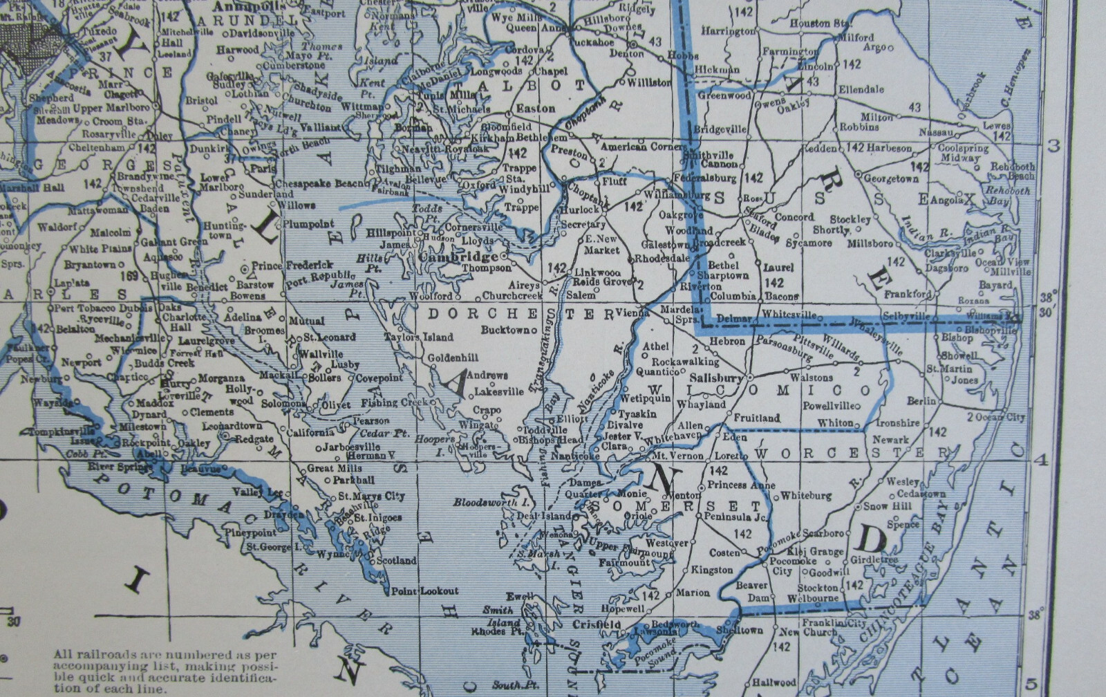 MD DE MA 1933 MARYLAND DELAWARE RAILROAD Map CHAFFEE RR ~or~ MASSACHUSETTS RI