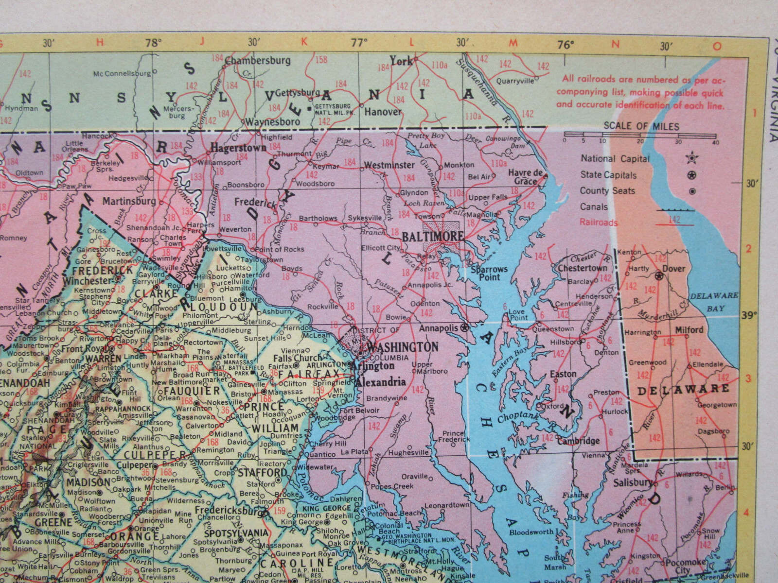 VA VT 1953 VIRGINIA RAILROAD Map WINCHESTER WEST’N RR or VERMONT, LAMOILLE CO RR