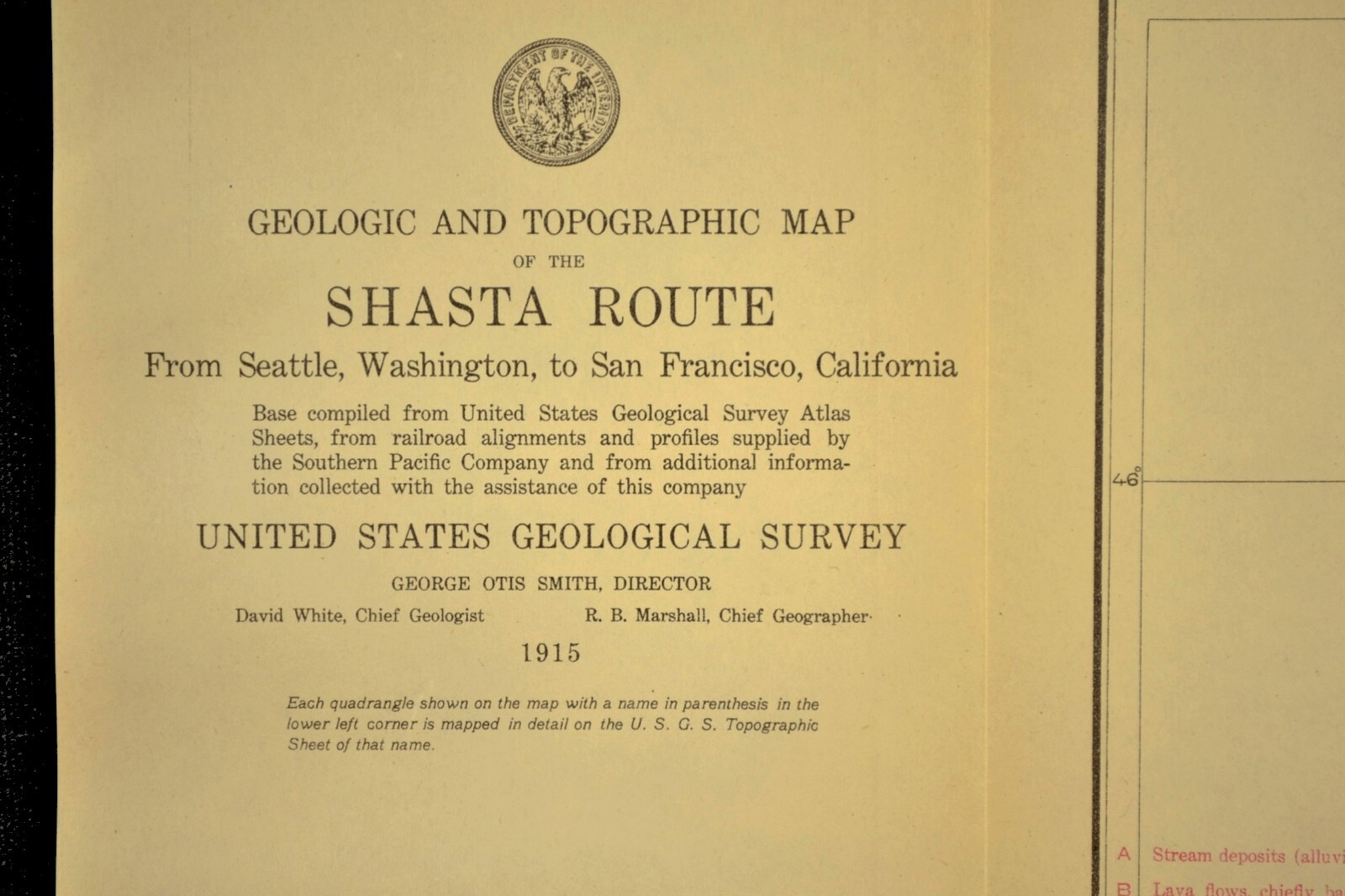 1915 Antique Southern Pacific Railroad Map Portland Oregon Vancouver WA Geologic