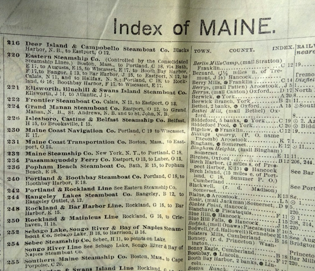 BIG GEO ORAM WALL MAP OF RAILROADS MAINE 41″ x 30″ PRINTED 1909 BY COMMISSIONERS