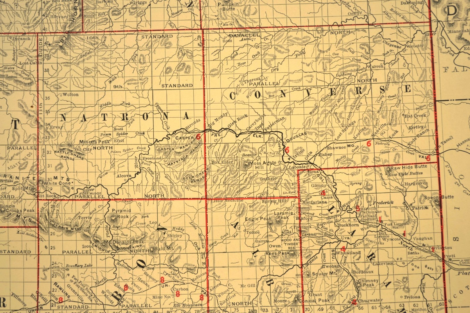 1901 Antique Wyoming Railroad Map Large Atlas UP RR Wind River Reservation DATED