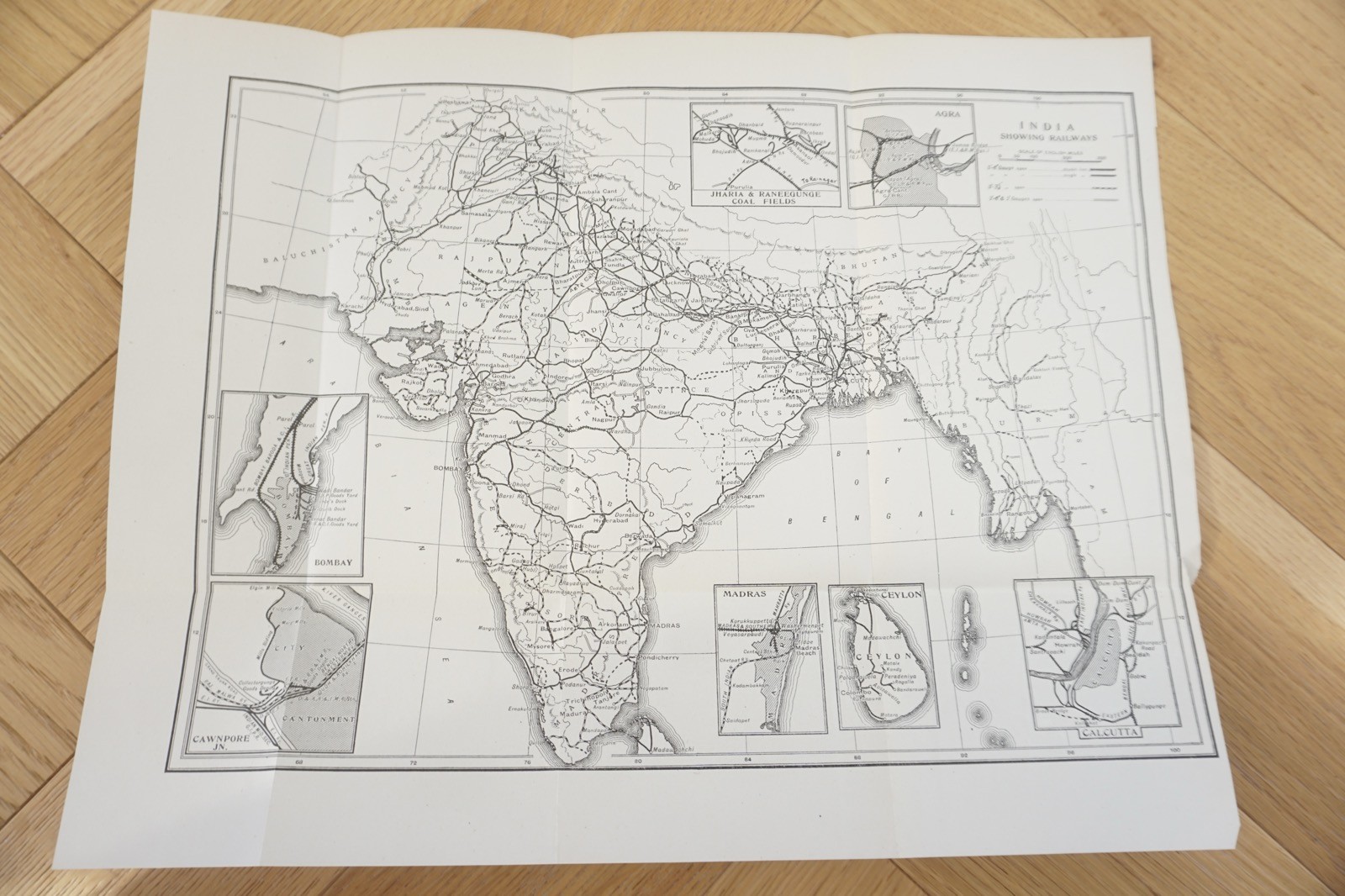 1922 India Railway Original Railway Map