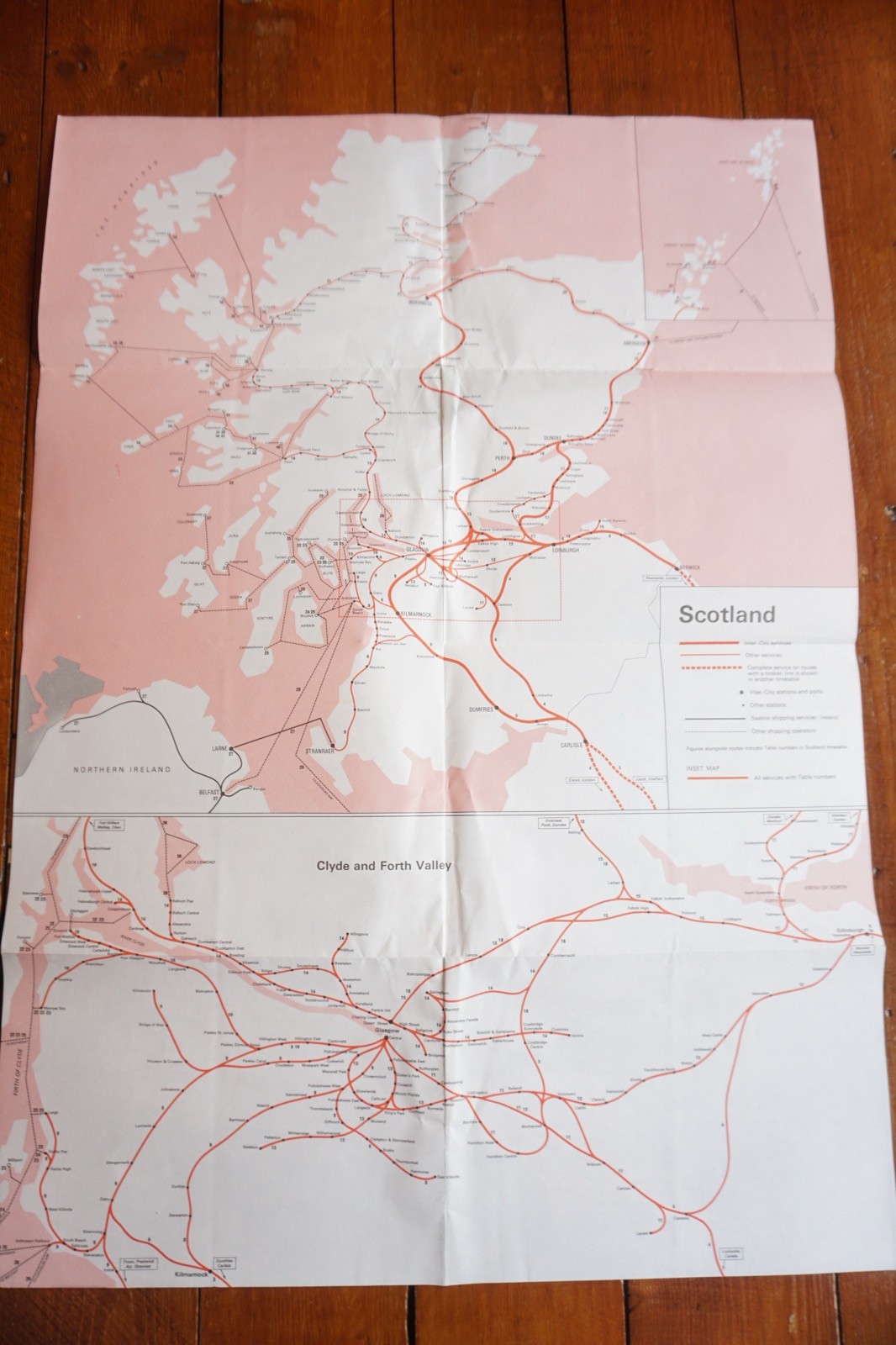 Jan 1972 British Rail Passenger Network Railway Map Scottish Region VGC