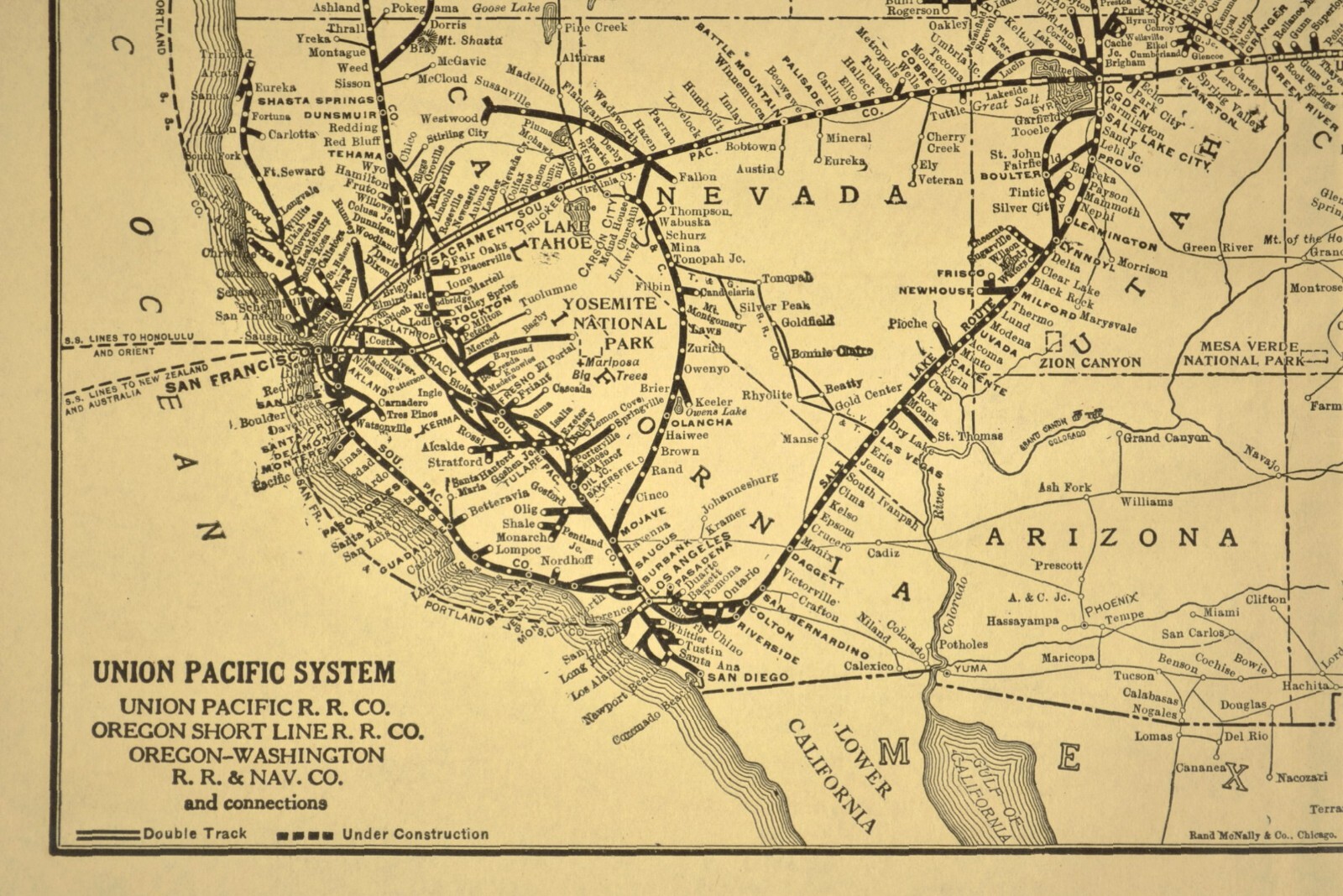ca 1921 UNION PACIFIC Railroad Map Vintage Original RR System Map Antique