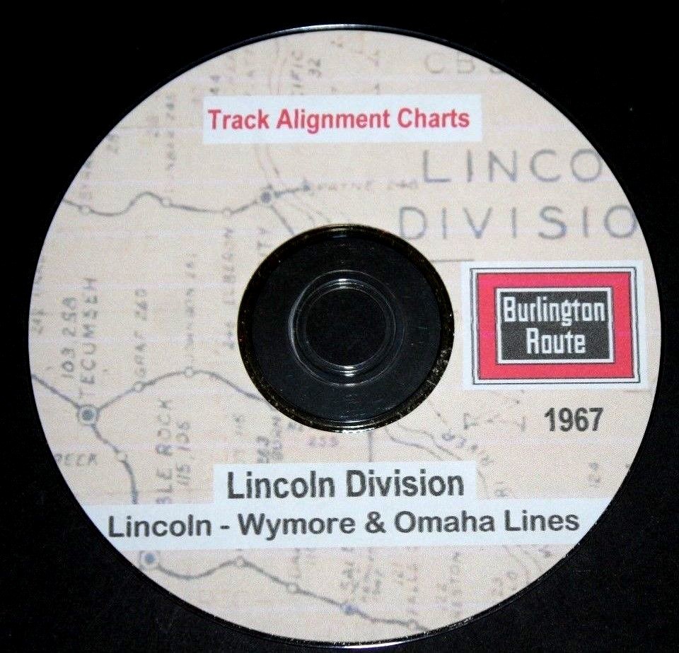 CB & Q RR Burlington1967 Lincoln-Wymore-Omaha Lines Track Chart PDF Pages on DVD