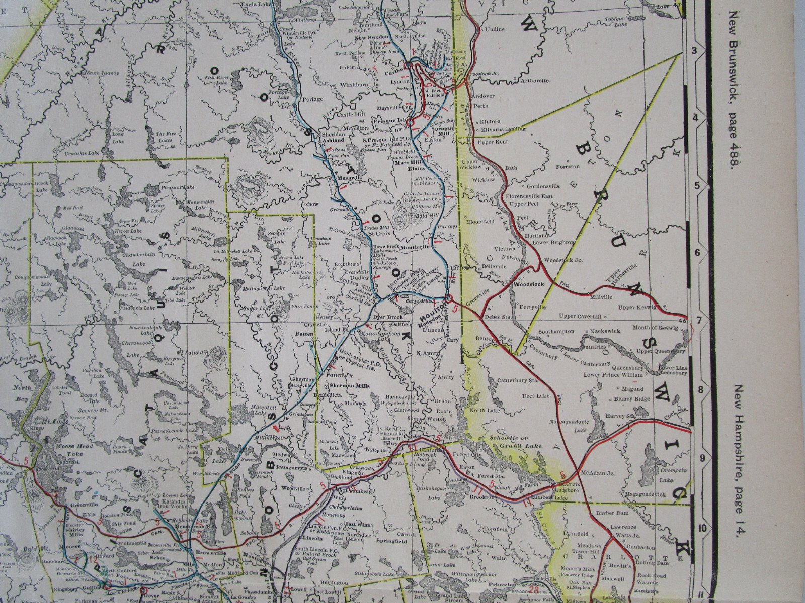 ME 1903 MAINE STEAM / INTERURBAN RAILROAD MAP. AS IS. HEAVY FOLDS BUT COMPLETE